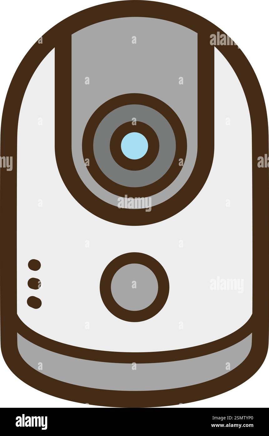 Illustrazione e grafica del doodle vettoriale CCTV. Fa parte della categoria degli elettrodomestici intelligenti. Illustrazione Vettoriale