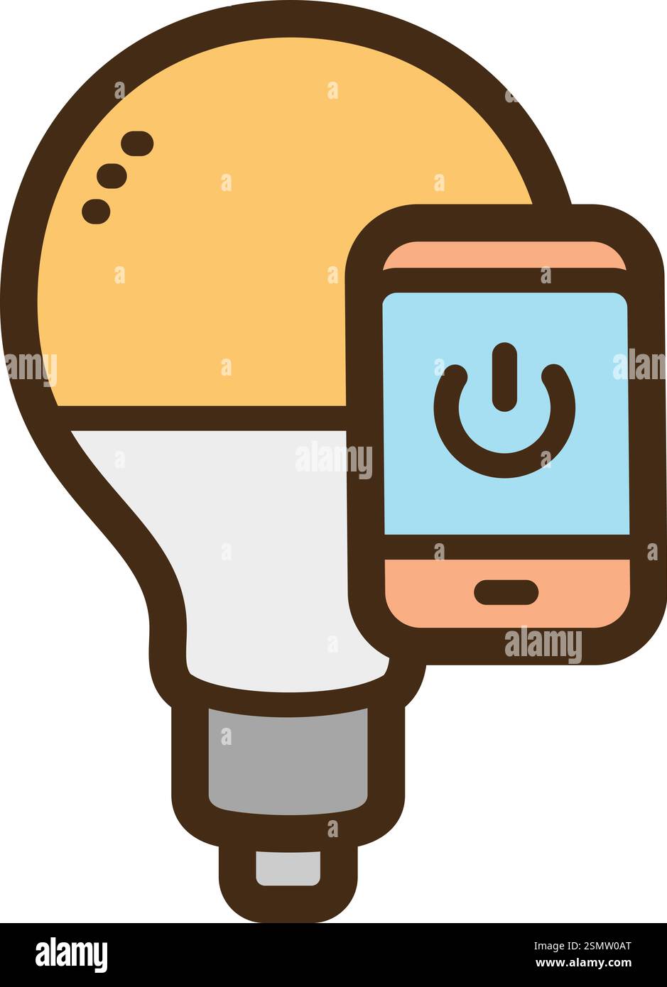 Illustrazione e grafica del doodle vettoriale della lampadina intelligente. Fa parte della categoria degli elettrodomestici intelligenti. Illustrazione Vettoriale