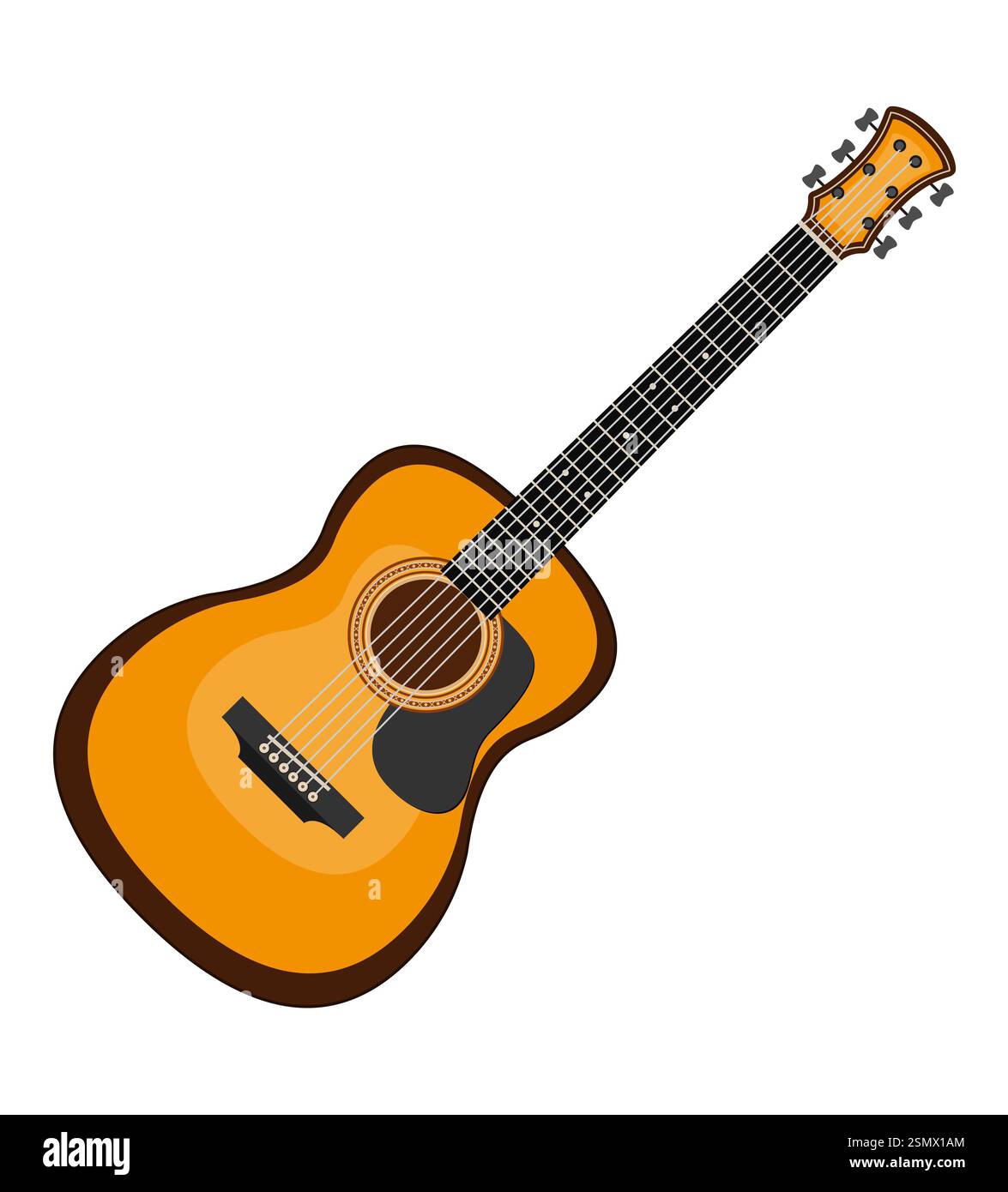 chitarra acustica strumento musicale illustrazione vettoriale in stile piatto isolata su sfondo bianco Foto Stock