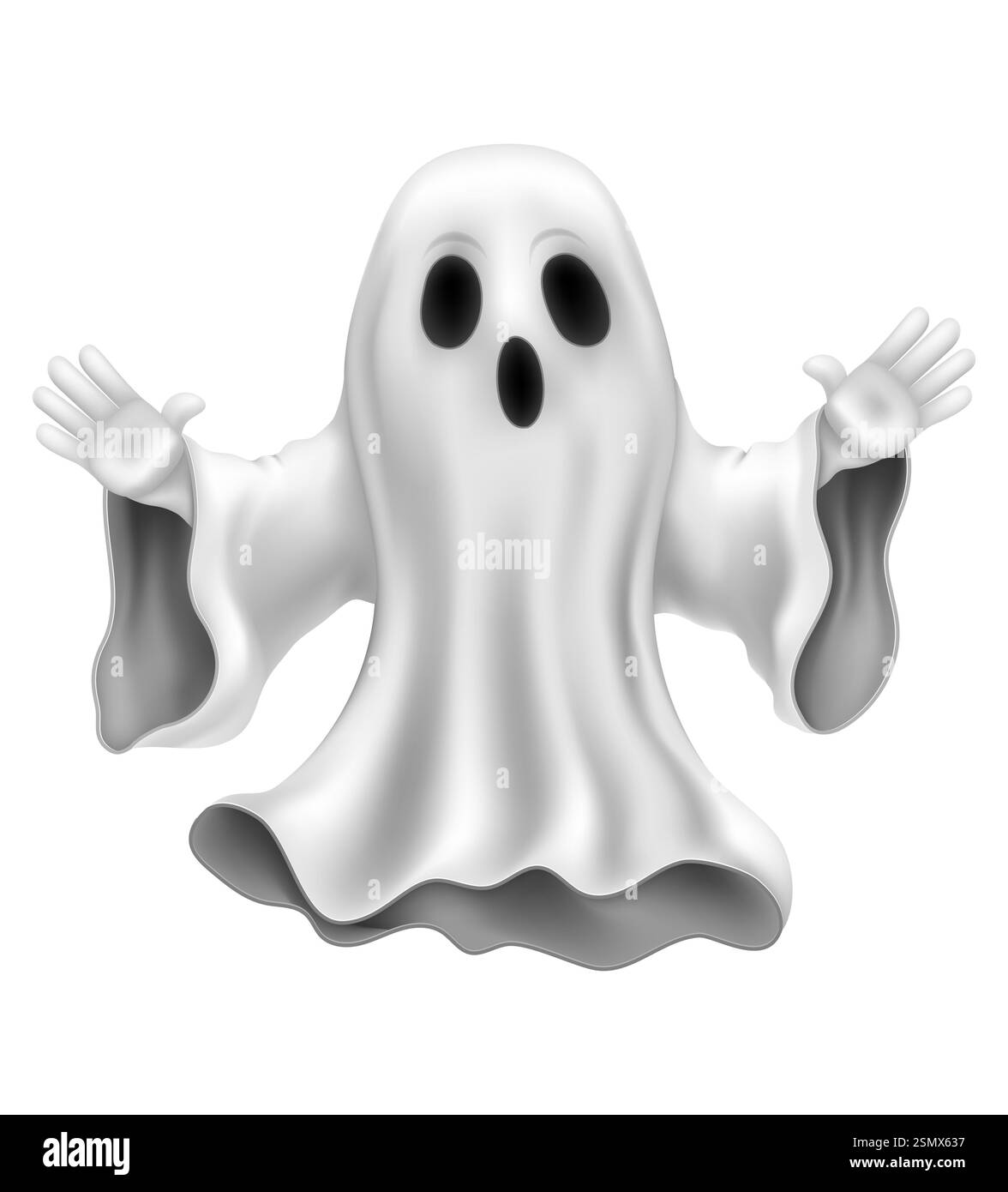 fantasma spaventoso alla festa di halloween con una spaventosa illustrazione vettoriale del volto isolata su sfondo bianco Foto Stock