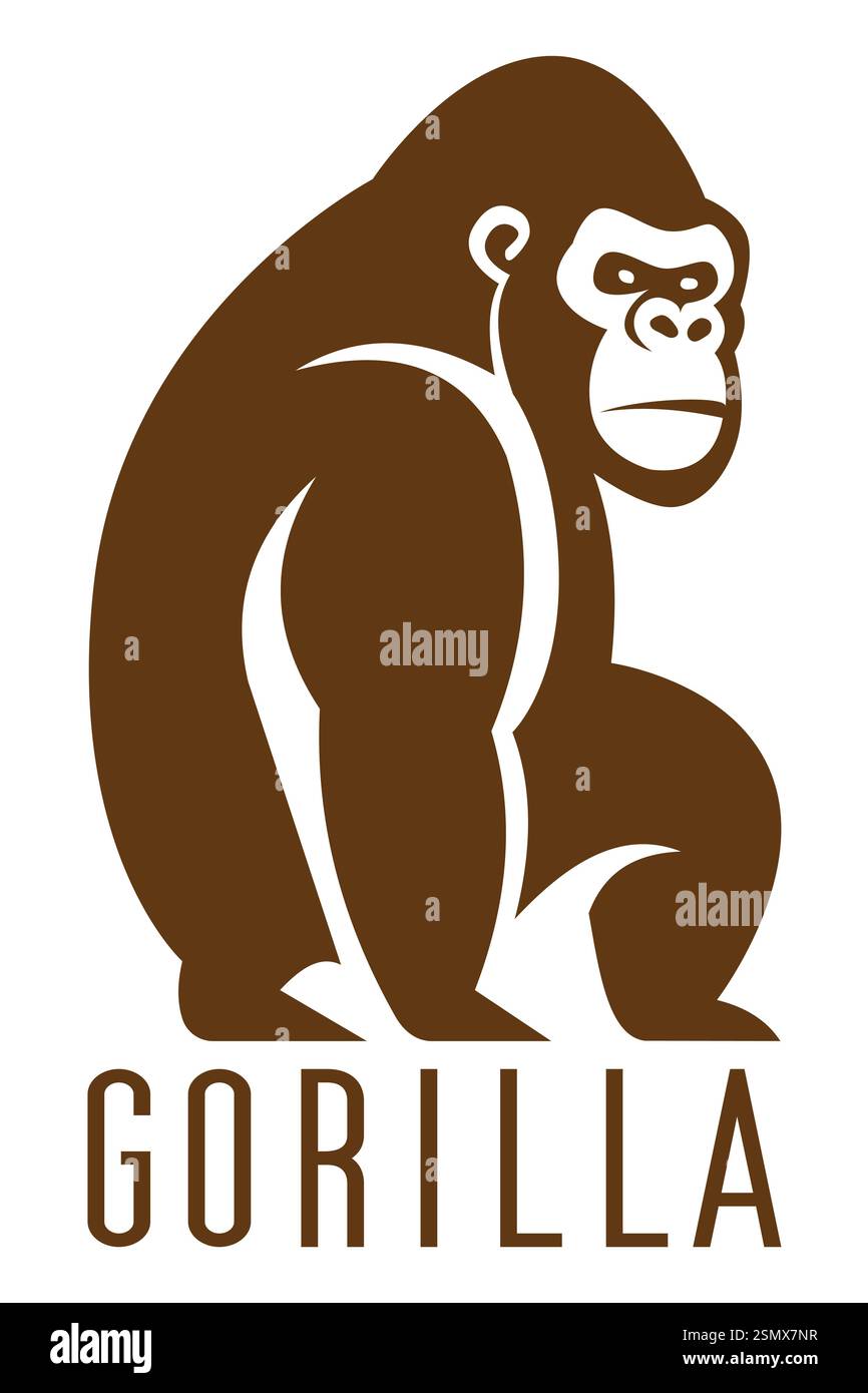 logo scimmia gorilla scimpanzé creativo e originale per la tua azienda o l'immagine vettoriale del logotipo aziendale isolato su sfondo bianco Foto Stock