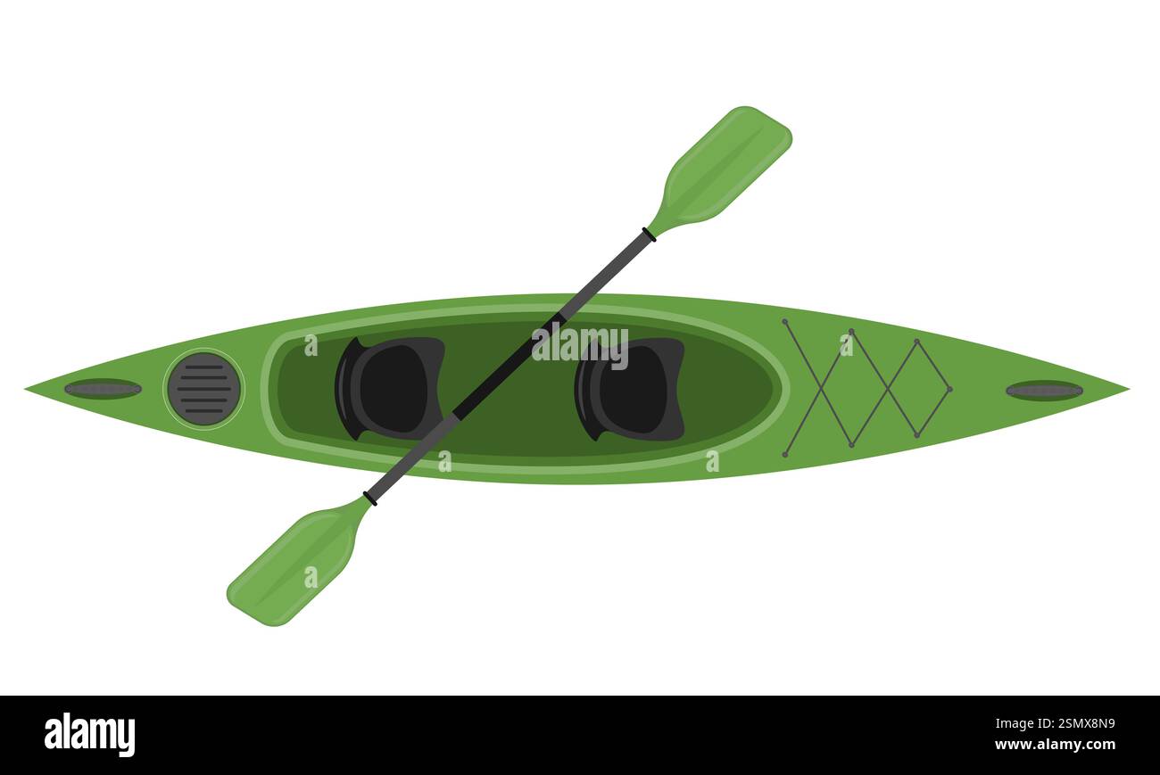 kayak di plastica per la pesca e il turismo illustrazione vettoriale in stile piatto isolata su sfondo bianco Foto Stock