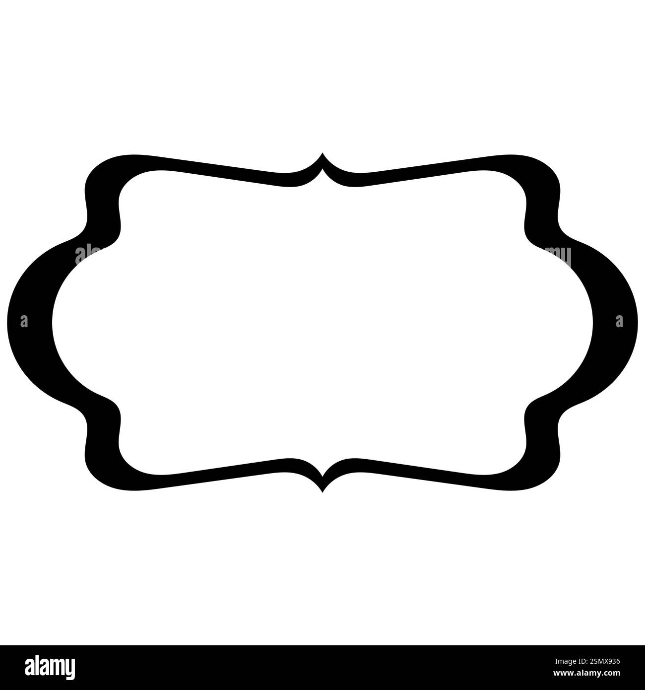 Linea curva che disegna la cornice decorativa con cornice araba dal design ondulato Illustrazione Vettoriale