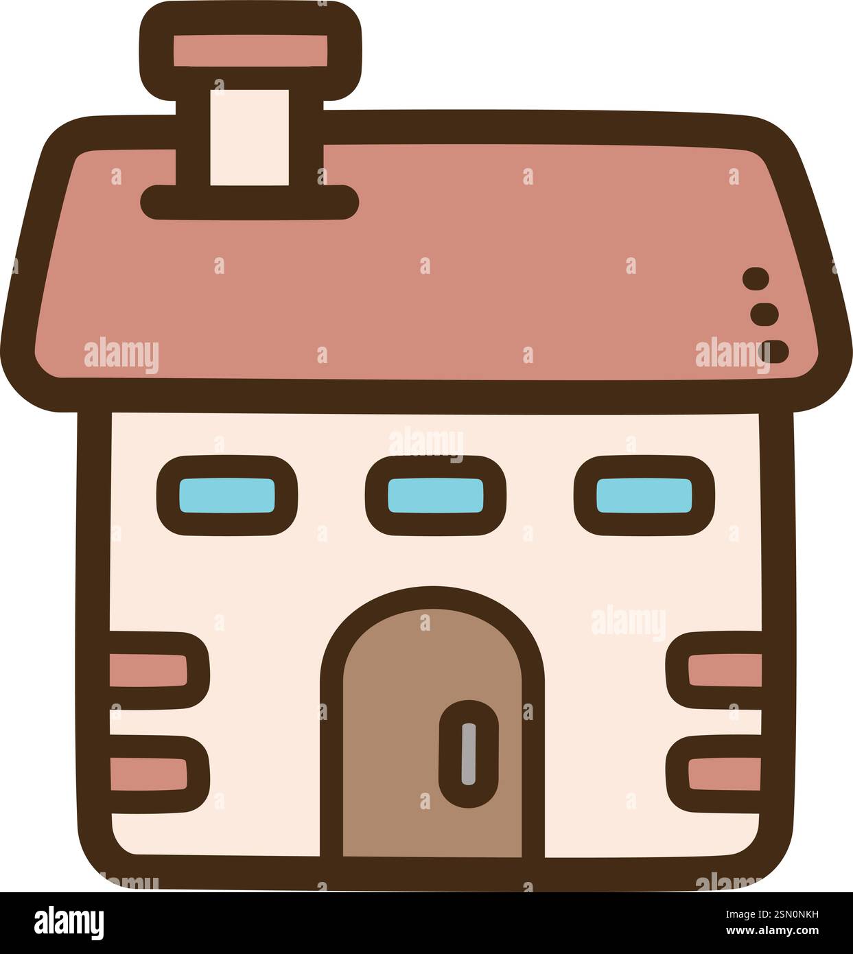 Illustrazione e grafica di un doodle vettoriale per cottage per le vacanze. Parte della categoria di viaggio. Illustrazione Vettoriale