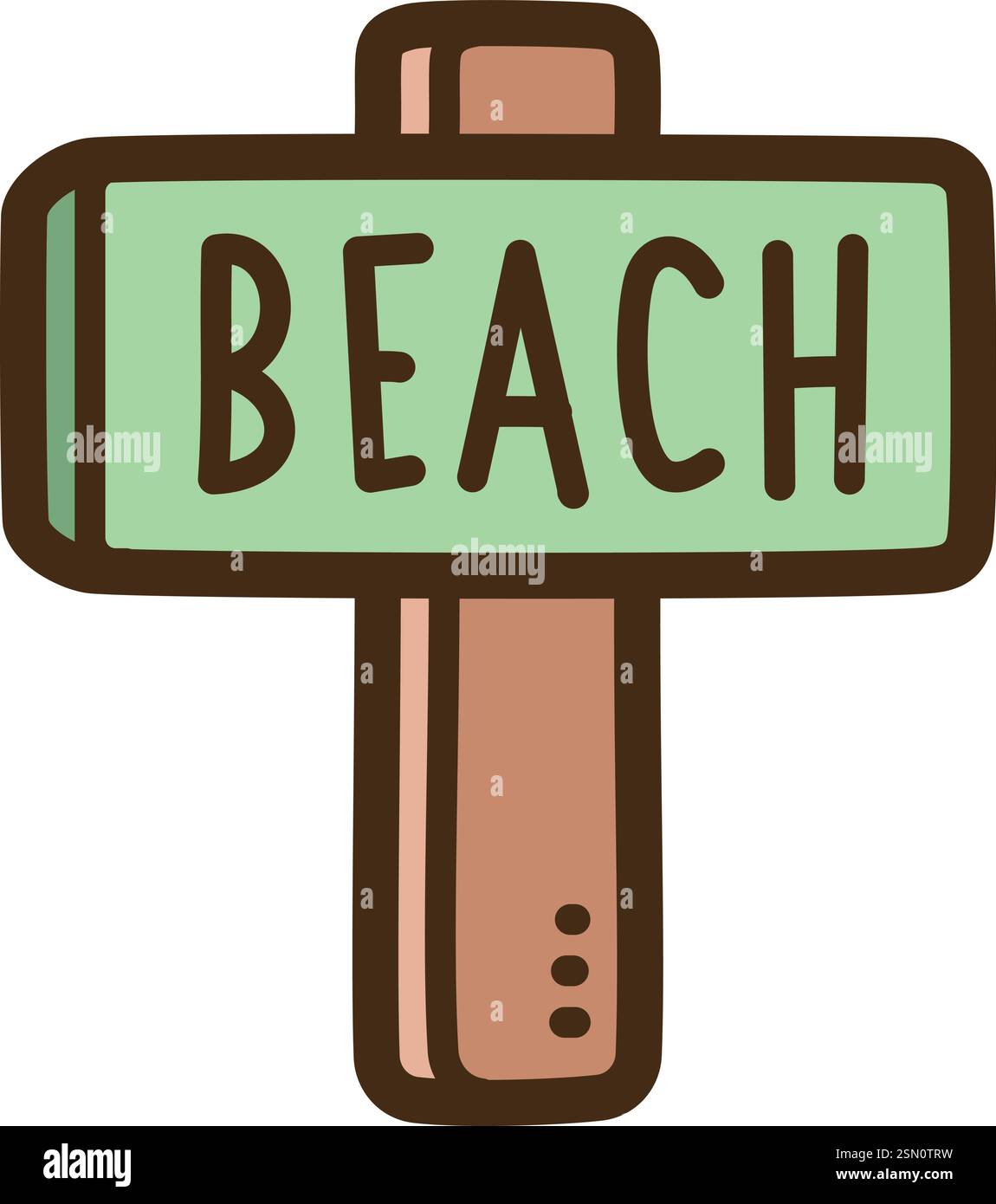 Illustrazione e grafica del doodle del segno direzionale della spiaggia. Parte della categoria estiva. Illustrazione Vettoriale