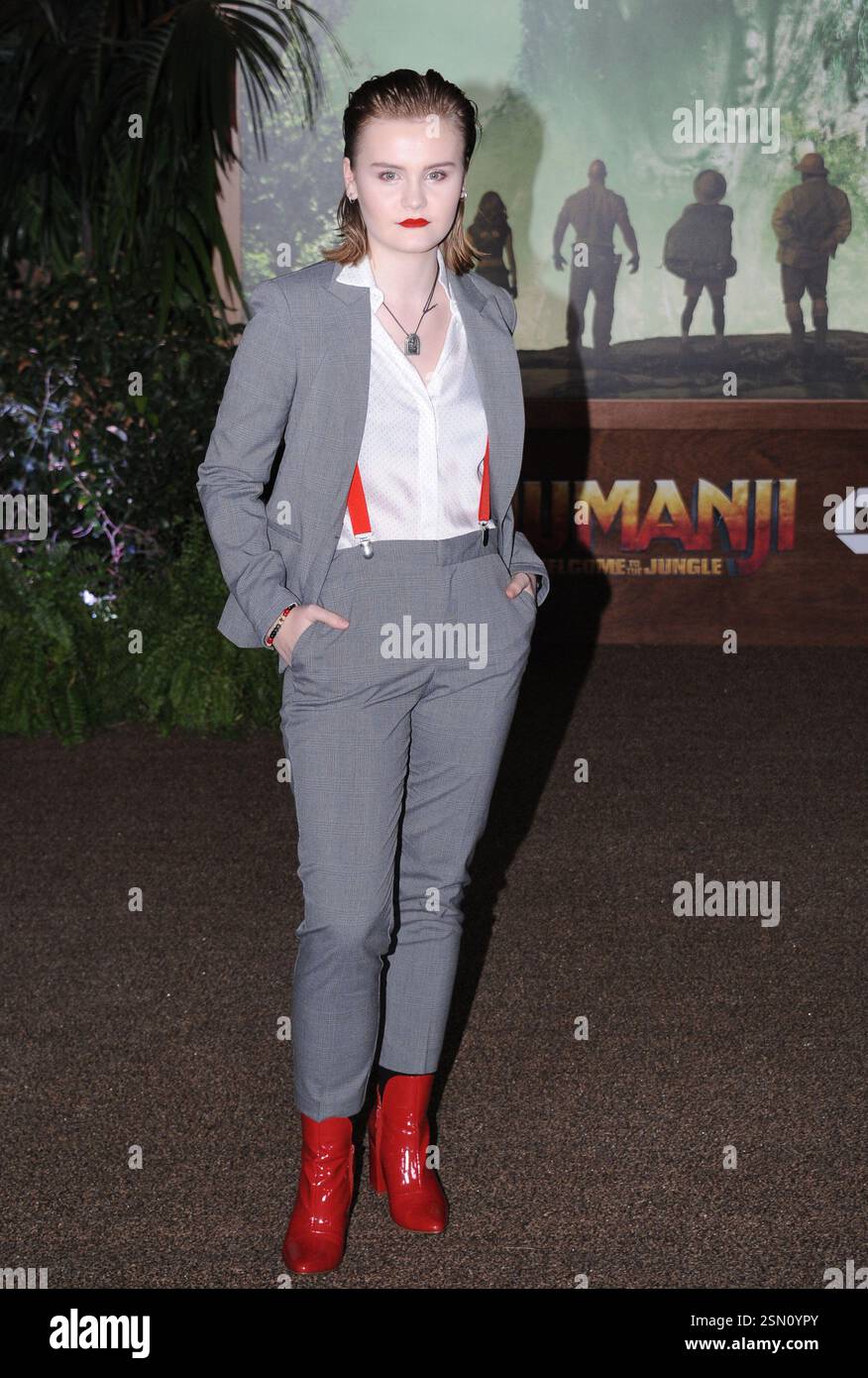 Morgan Turner arriva alla prima di "Jumanji: Welcome to the Jungle" della Columbia Pictures l'11 dicembre 2017 a Los Angeles, California Foto Stock