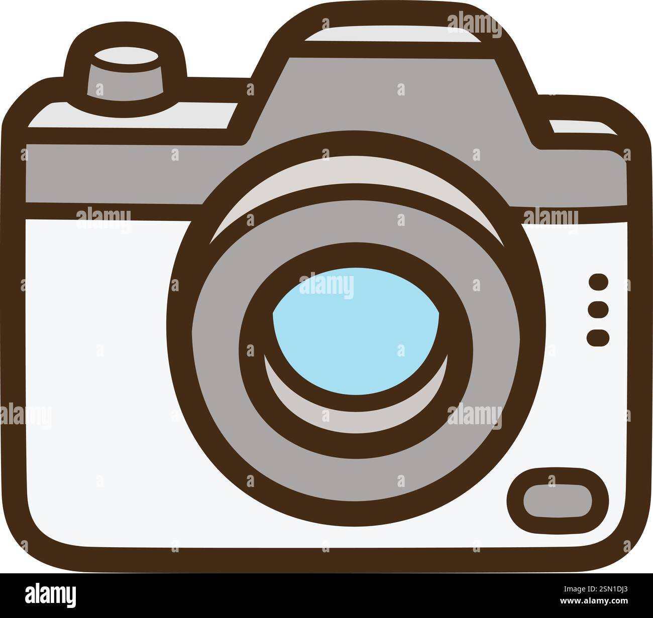 Illustrazione e grafica del doodle vettoriale della fotocamera. Parte della categoria di viaggio. Illustrazione Vettoriale