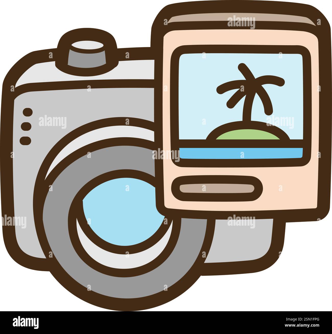 Fotografare l'illustrazione vettoriale del doodle e la grafica. Parte della categoria estiva. Illustrazione Vettoriale