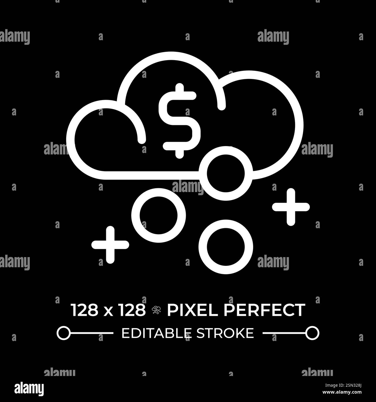 Icona lineare bianca perfetta pixel a reddito passivo per tema scuro Illustrazione Vettoriale