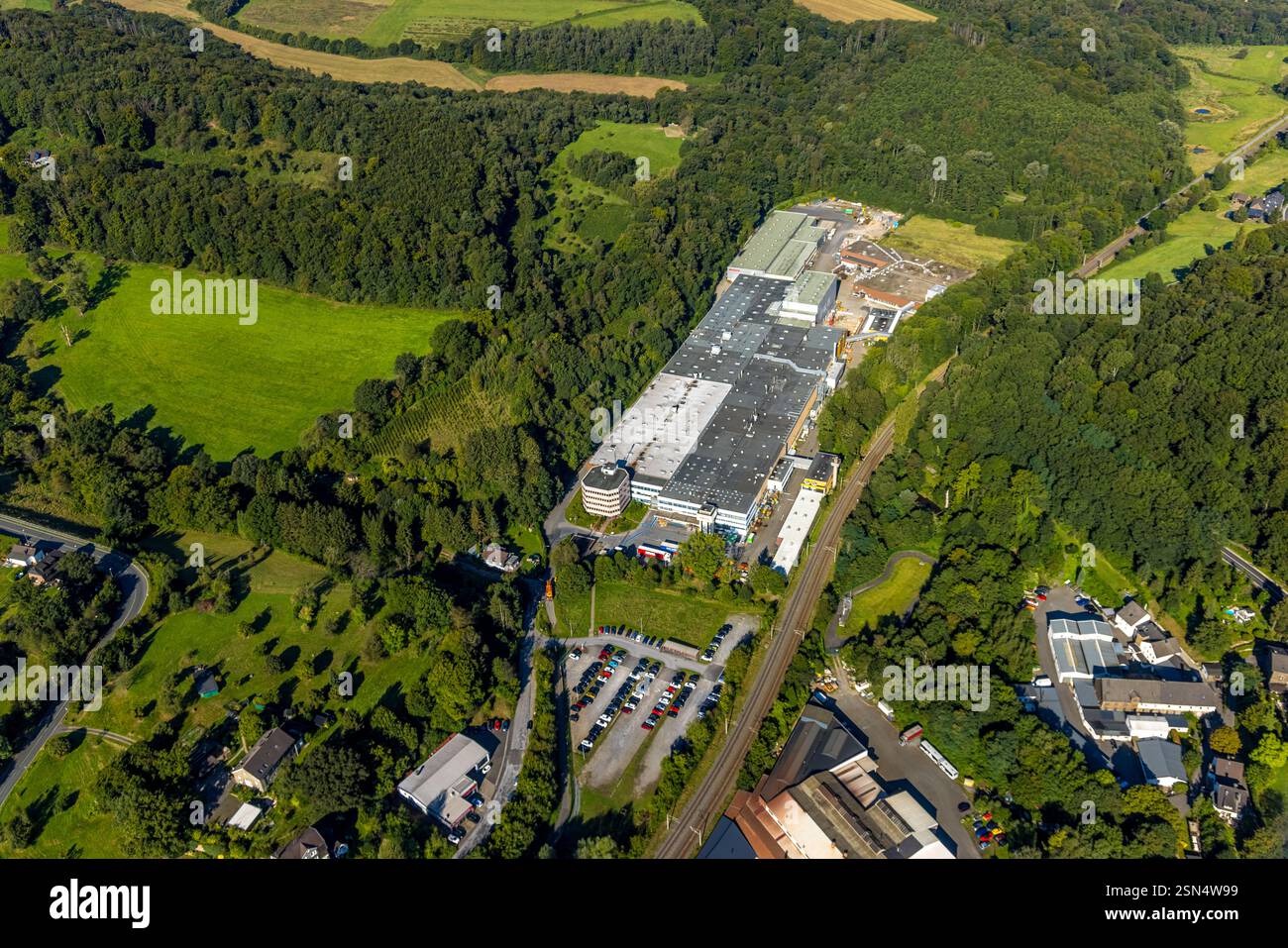 Vista aerea, Wieland-Werke AG Metal Processing Company, Langenberg, Velbert, regione della Ruhr, Renania settentrionale-Vestfalia, Germania Foto Stock