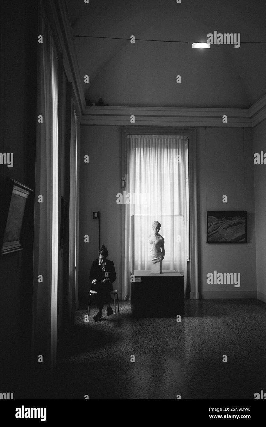 questo è stato catturato all'interno di un museo, mi piace come la luce colpisce la persona Foto Stock