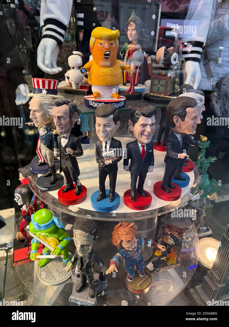 Presidenti degli Stati Uniti in mostra in un negozio di souvenir a Manhattan, New York. Foto Stock