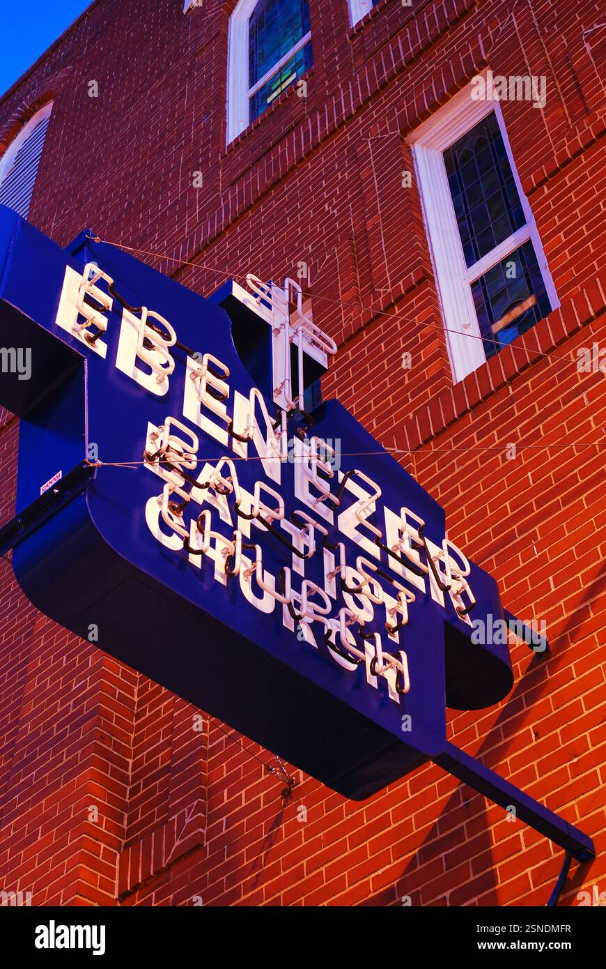 La Chiesa battista di Ebenezer, dove Martin Luther King iniziò a predicare ed energizzò il movimento per i diritti civili ad Atlanta Foto Stock