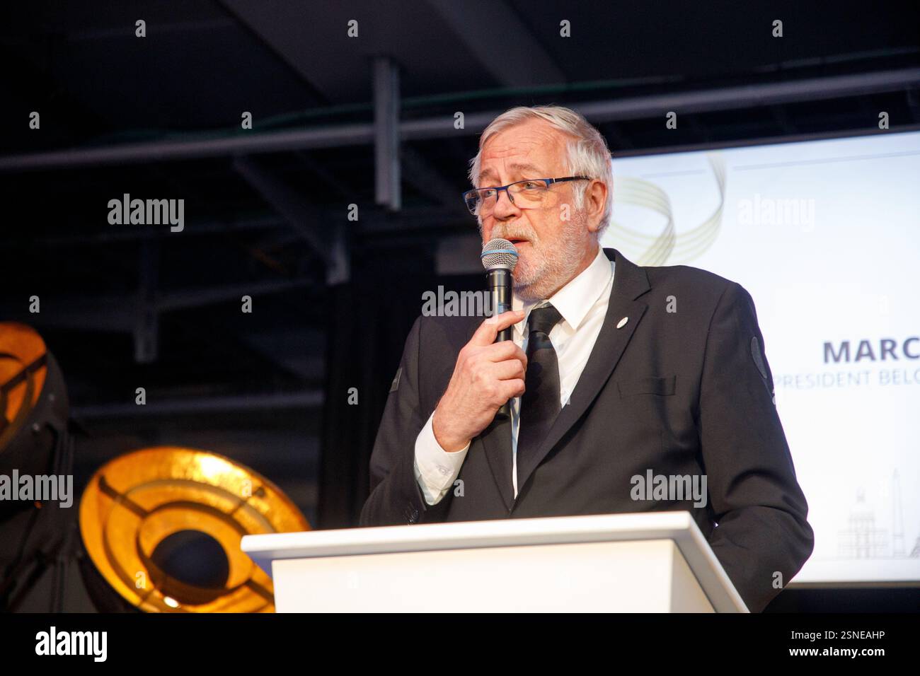 Sint Pieters Leeuw, Belgio. 13 febbraio 2025. Marc Vergauwen belga, nella foto durante lo spettacolo "Paralimpic Sport Awards 2024" per i migliori atleti e allenatori paralimpici belgi, giovedì 13 febbraio 2025 a Ruisbroek, Sint-Pieters-Leeuw. BELGA FOTO HATIM KAGHAT credito: Belga News Agency/Alamy Live News Foto Stock
