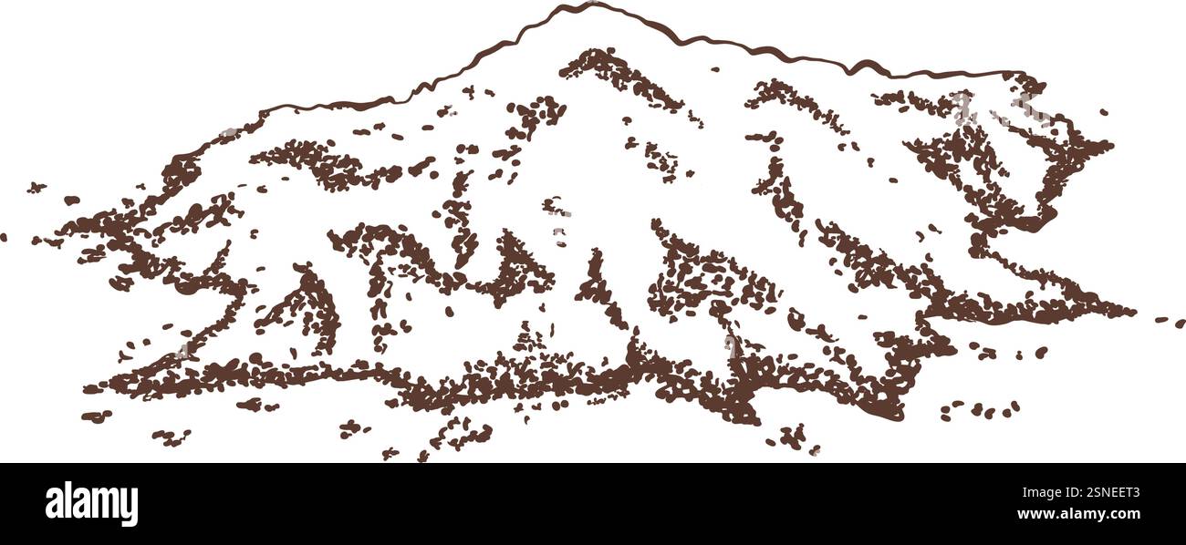 Illustrazione vettoriale della pila di caffè macinato. Caffè appena preparato, chicchi di caffè e tema caffetteria. Perfetto per imballaggi, etichette, menu e caffè Illustrazione Vettoriale