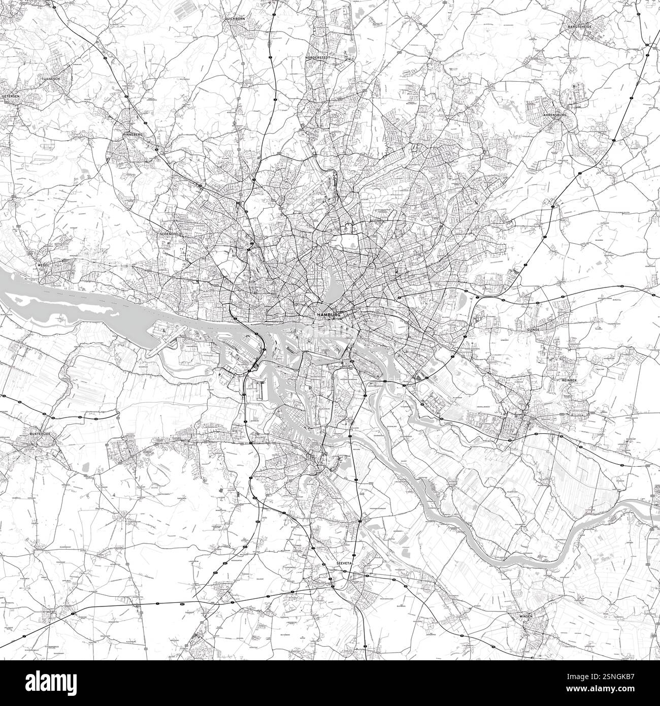 Il profilo astratto della città di Amburgo per le stampe d'arte Foto Stock