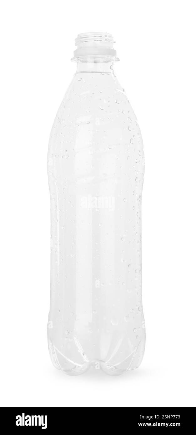 La bottiglia di plastica di acqua isolato su bianco Foto Stock