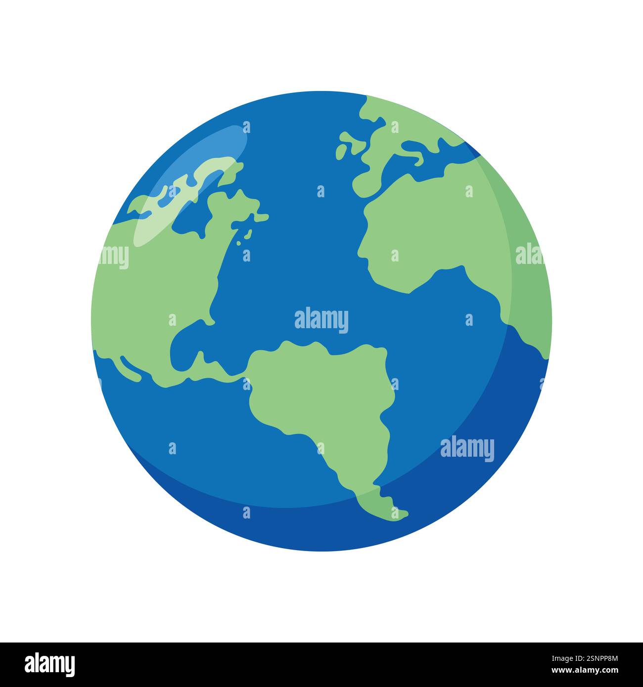 Globi di terra isolati su sfondo bianco. Icona pianeta Terra piatto. Illustrazione vettoriale Illustrazione Vettoriale