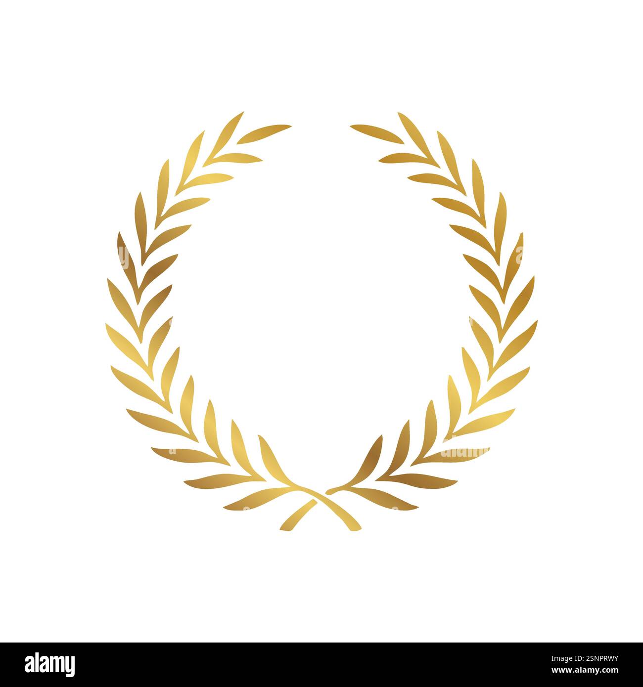 Icona corona d'oro e alloro. Illustrazione piatta vettoriale isolata su bianco Illustrazione Vettoriale