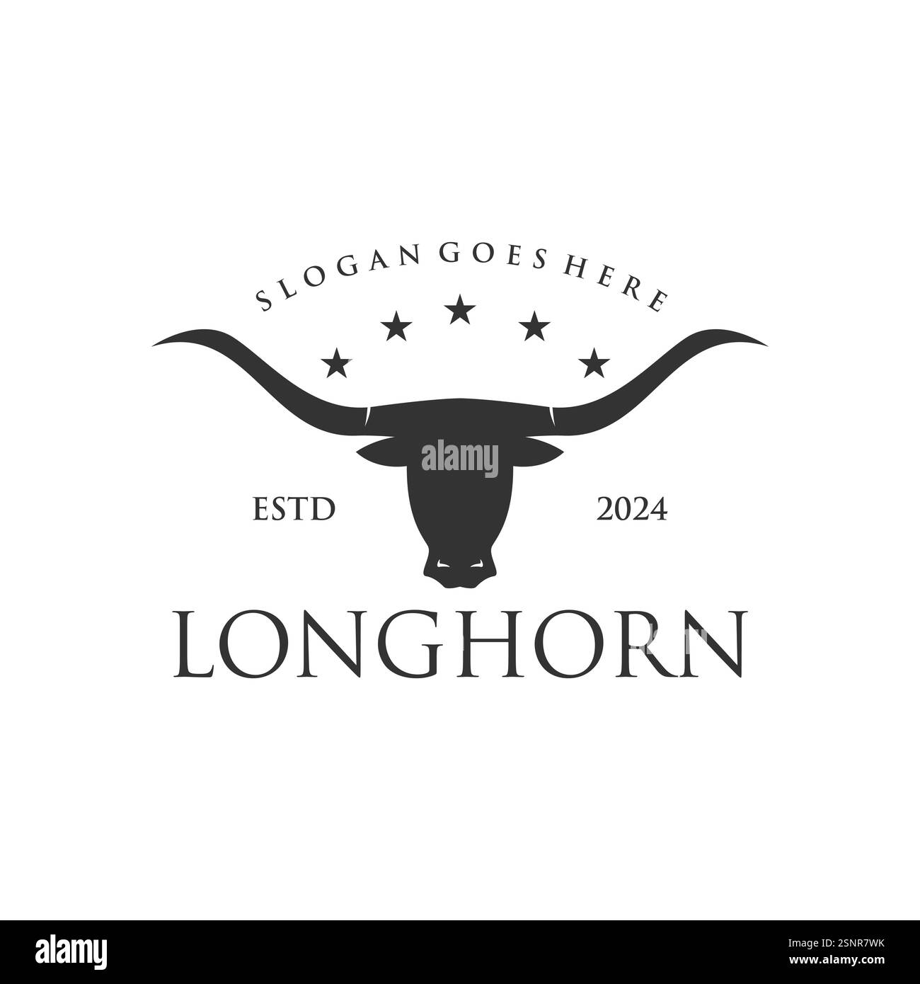 Logo Texas Longhorn, Country Western Bull Cattle Vintage Design retrò Illustrazione Vettoriale