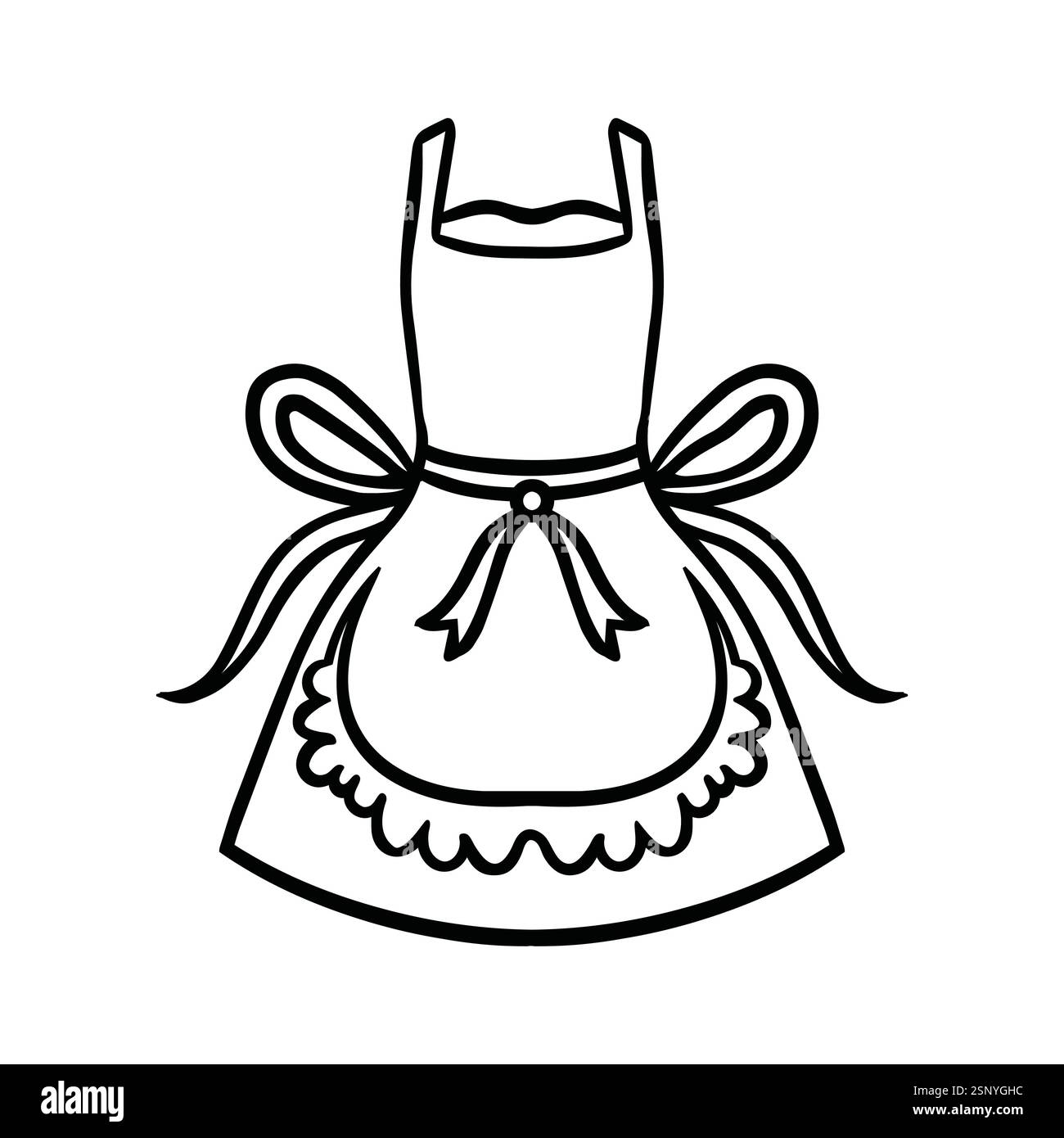 Grembiule disegnato a mano - icona del pizzo frilly Illustrazione Vettoriale