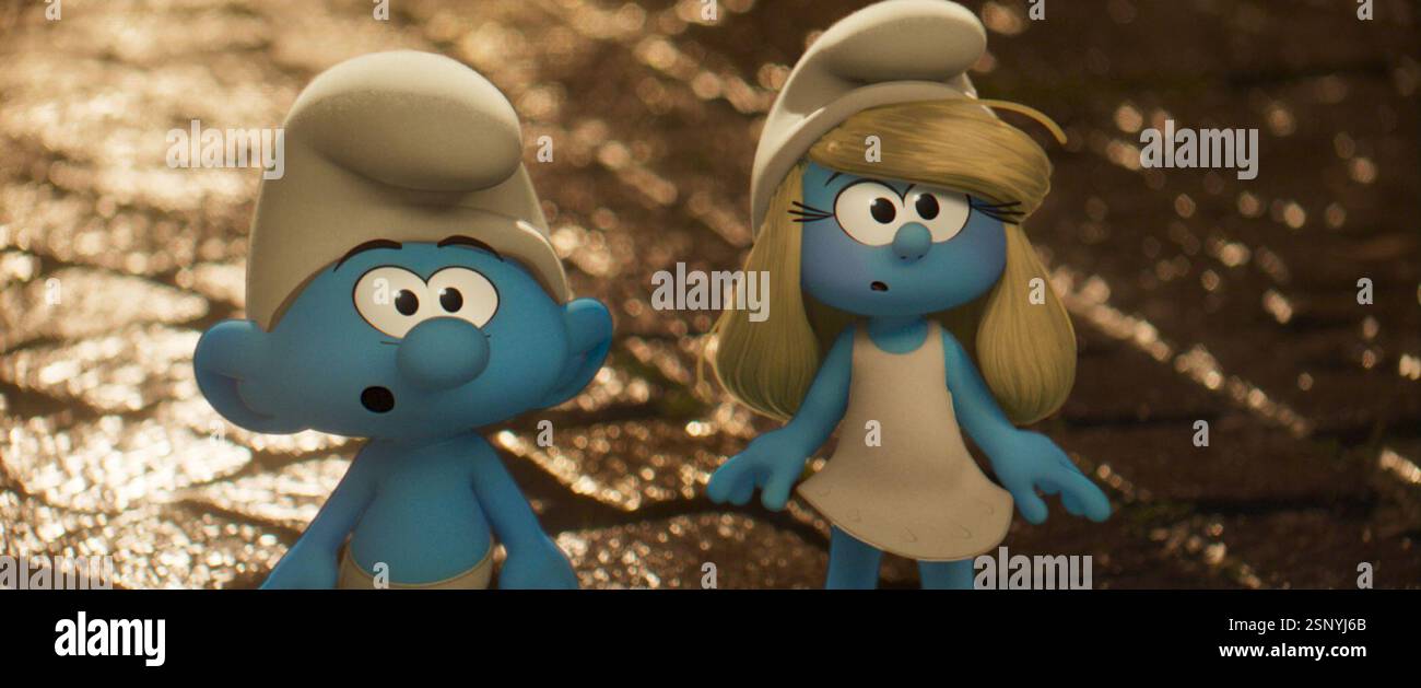 DATA DI RILASCIO: 18 luglio 2025. TITOLO: Puffi. STUDIO: Animazione fondamentale. DIRETTORE: Chris Miller. TRAMA: Quando Papa Puffo viene catturato dai maghi malvagi Razamel e Gargamel, Smurfette guida i Puffi in una missione nel mondo reale per salvarlo. PROTAGONISTA: Nessun nome (James Corden) e Smurfette (Rihanna). (Immagine di credito: © Paramount Animation/Entertainment Pictures/ZUMAPRESS.com) SOLO PER USO EDITORIALE! Non per USO commerciale! Foto Stock