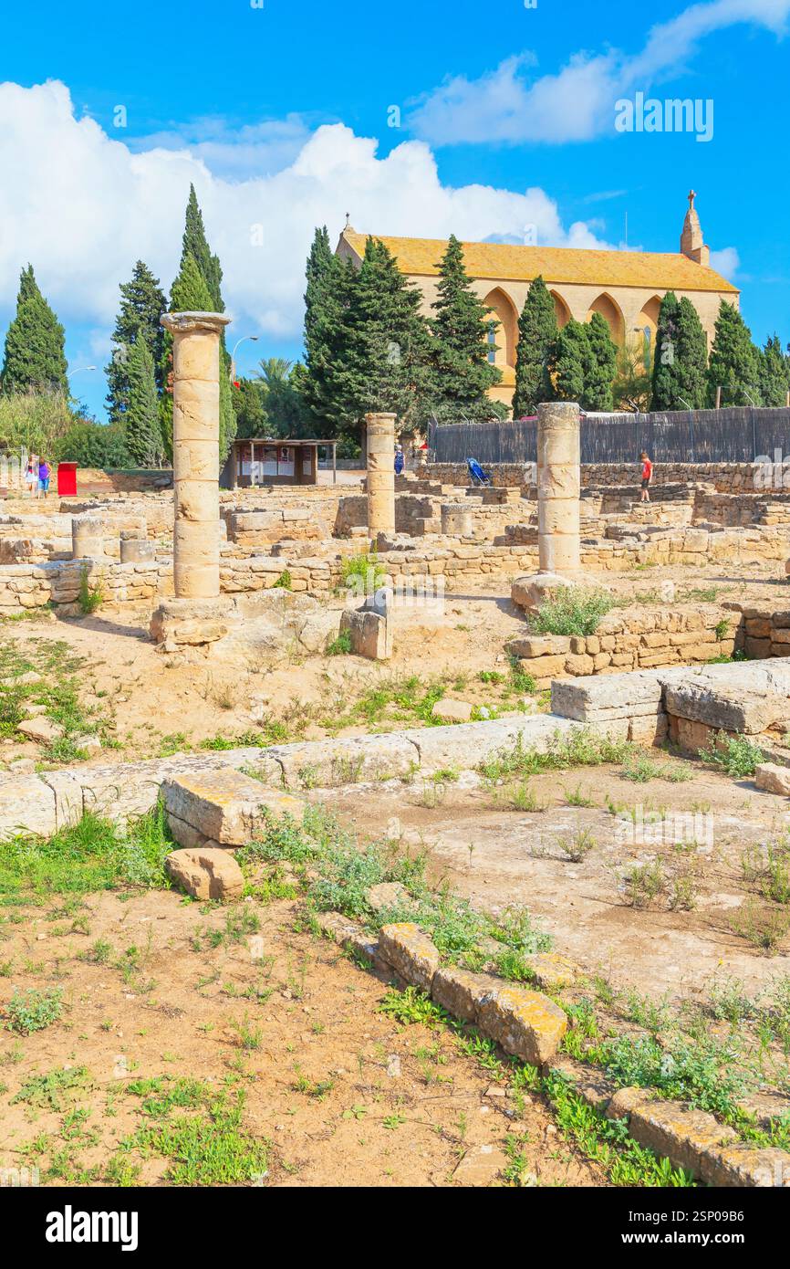 Resti romani di Pollentia, Alcudia, Maiorca, Isole Baleari, Spagna Foto Stock
