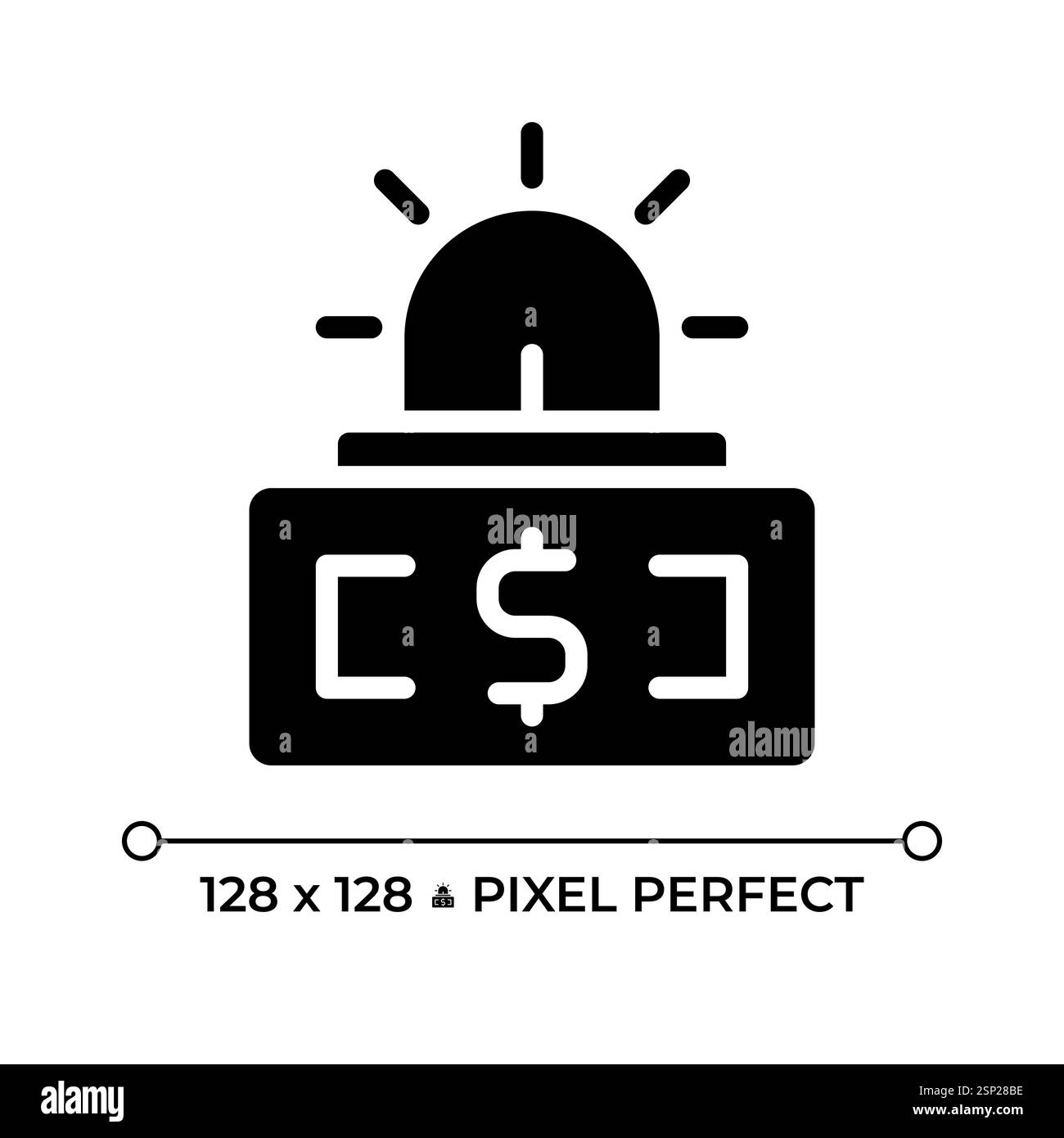 Icona del glifo nero pixel Perfect del fondo di emergenza Illustrazione Vettoriale