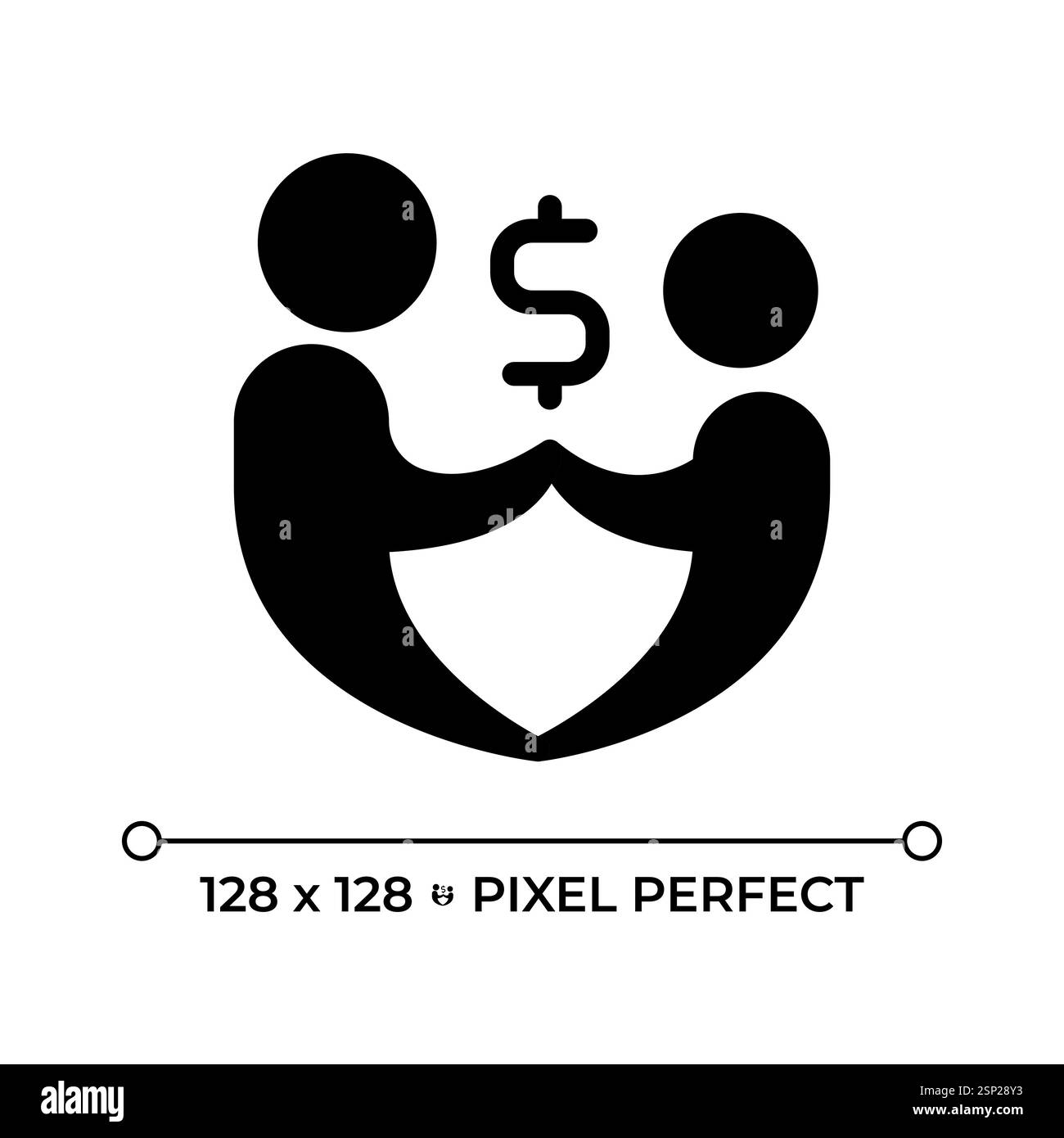 La famiglia finanziaria supporta l'icona del glifo nero pixel Perfect Illustrazione Vettoriale