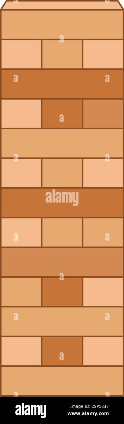 Icona dei giochi tower per bambini in stile piatto. Illustrazione vettoriale di blocchi di legno su sfondo isolato. Concetto di business dei segnali di gioco bilanciati. Illustrazione Vettoriale