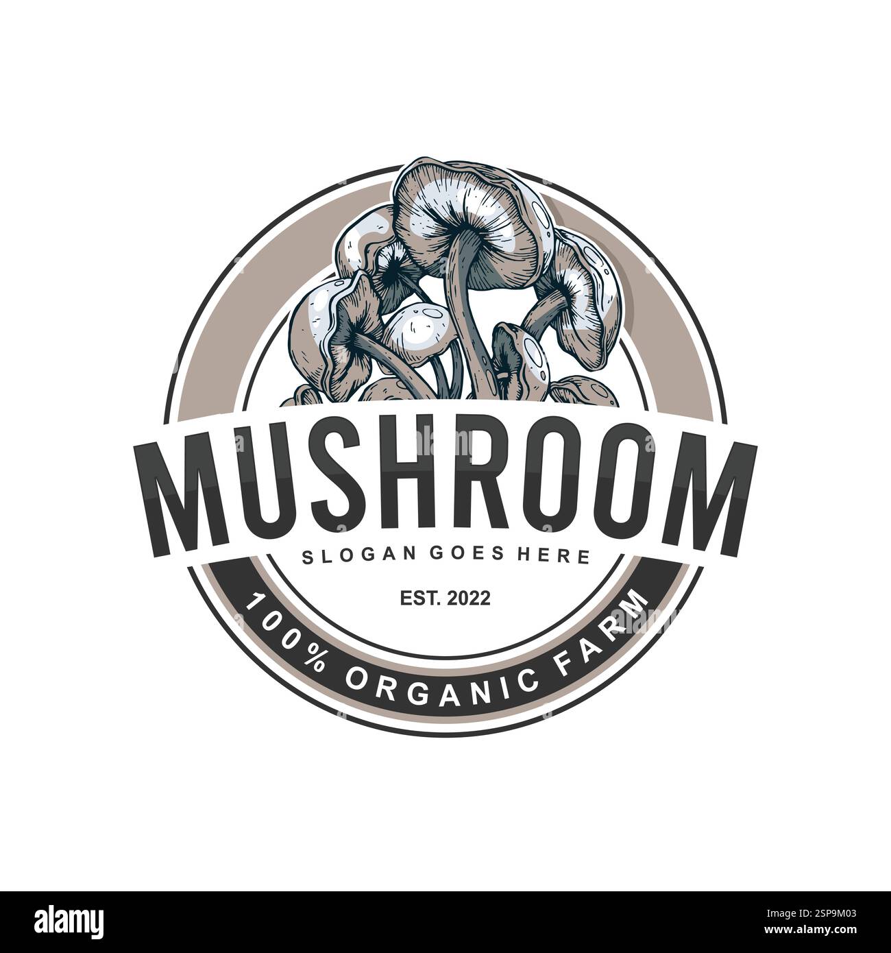 Disegna un logo vettoriale di funghi agricoli Illustrazione Vettoriale