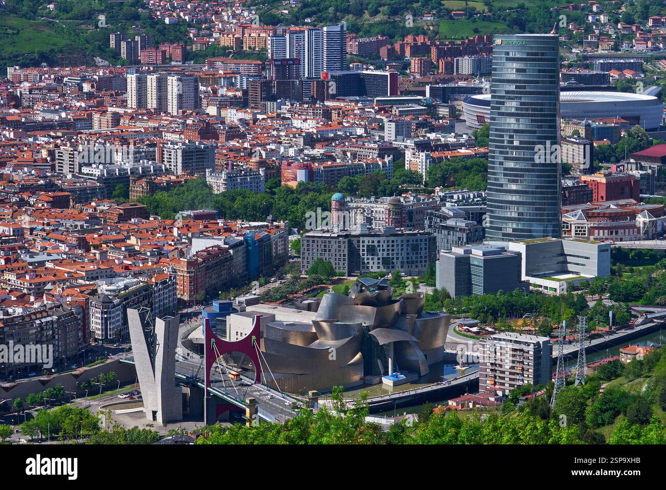 Vista panoramica della città di Bilbao dalla cima del Monte Artxanda Foto Stock
