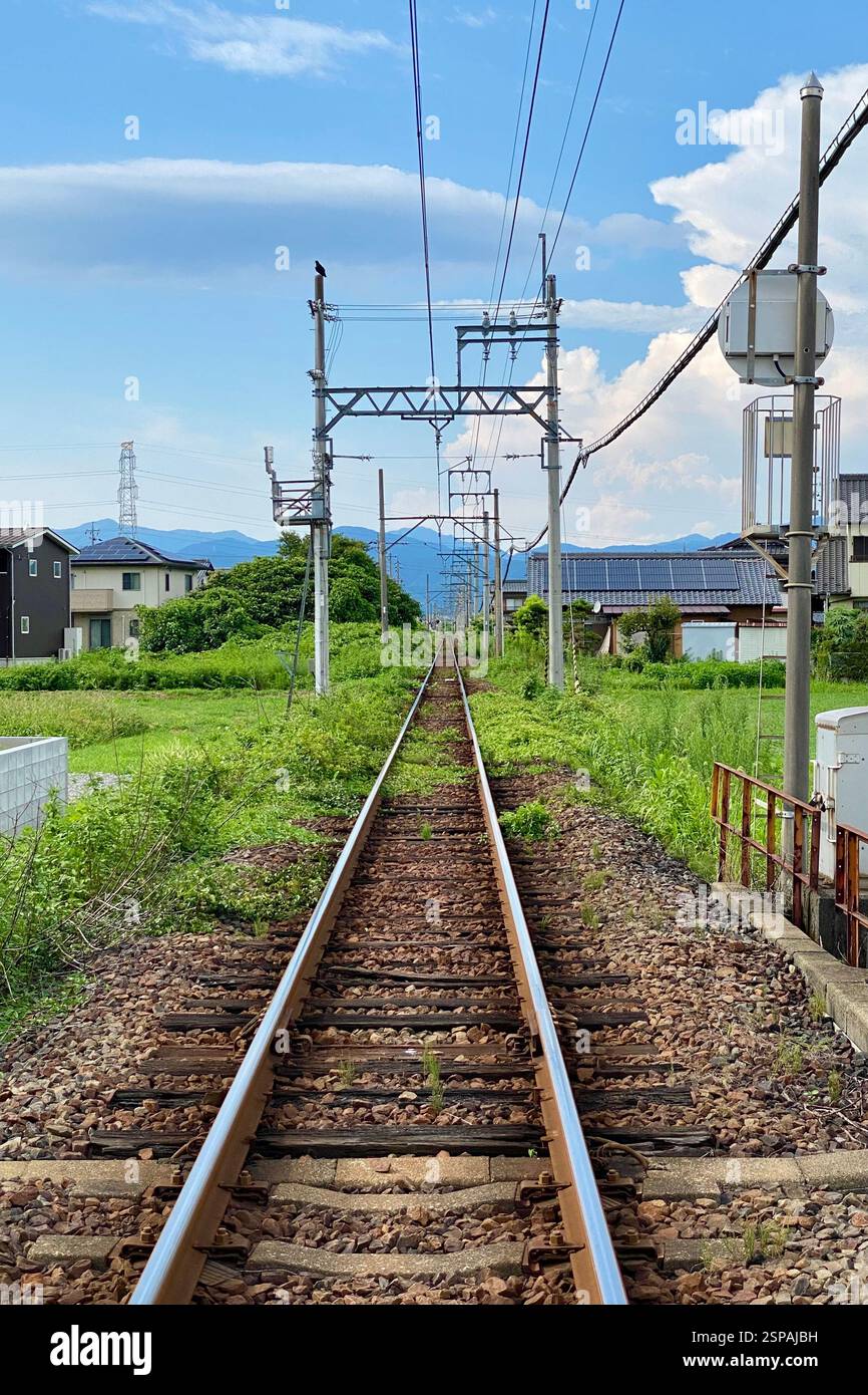 La ferrovia nella campagna giapponese. Foto Stock