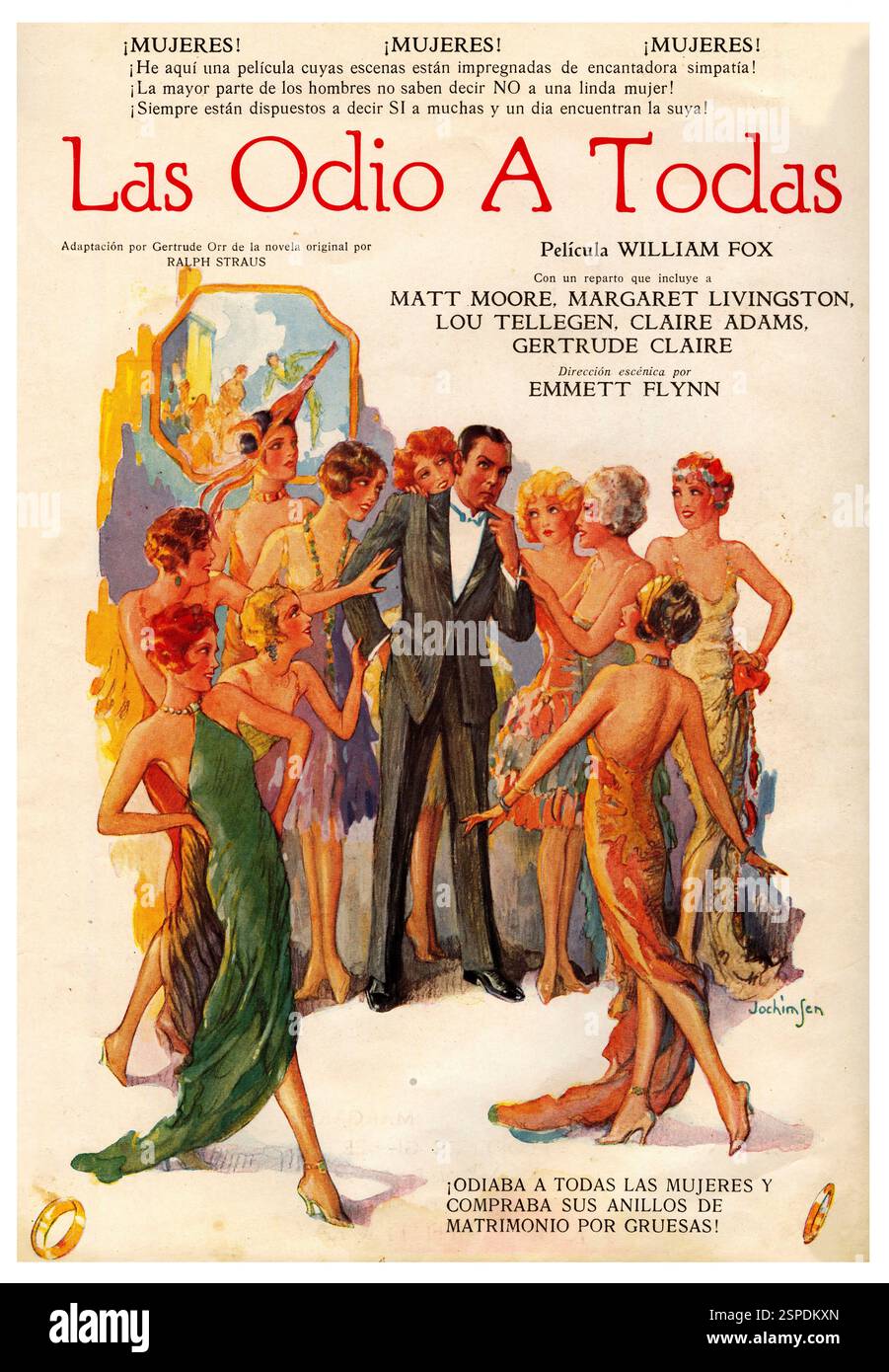 Publicidad. Anuncio de la película Las odio a todas, producida por William Fox (1872-1952), regista de cine norteamericano de origen húngaro. Año 1926. Foto Stock