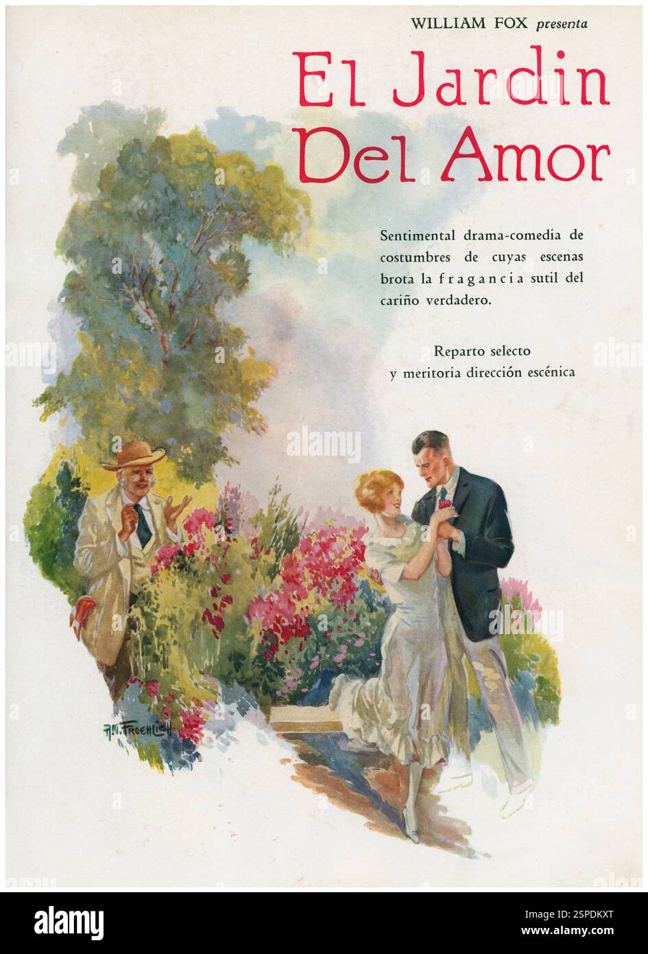 Publicidad. Anuncio de la película El Jardín del amor, producida por William Fox (1872-1952), regista de cine norteamericano de origen húngaro. Año 1926. Foto Stock