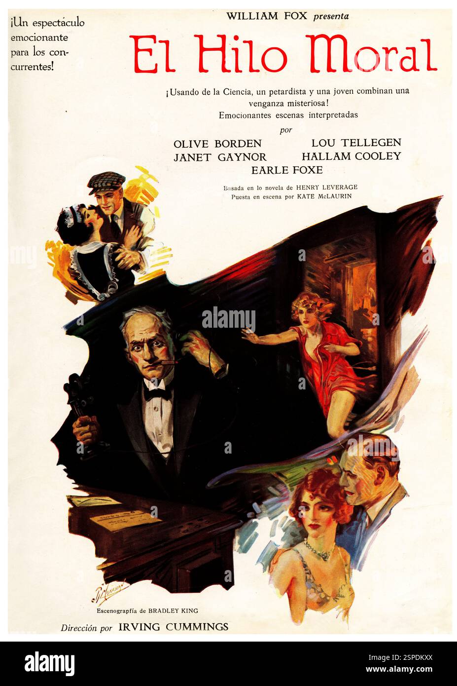 Publicidad. Anuncio de la película El Hilo Moral, producida por William Fox (1872-1952), regista de cine norteamericano de origen húngaro. Año 1926. Foto Stock