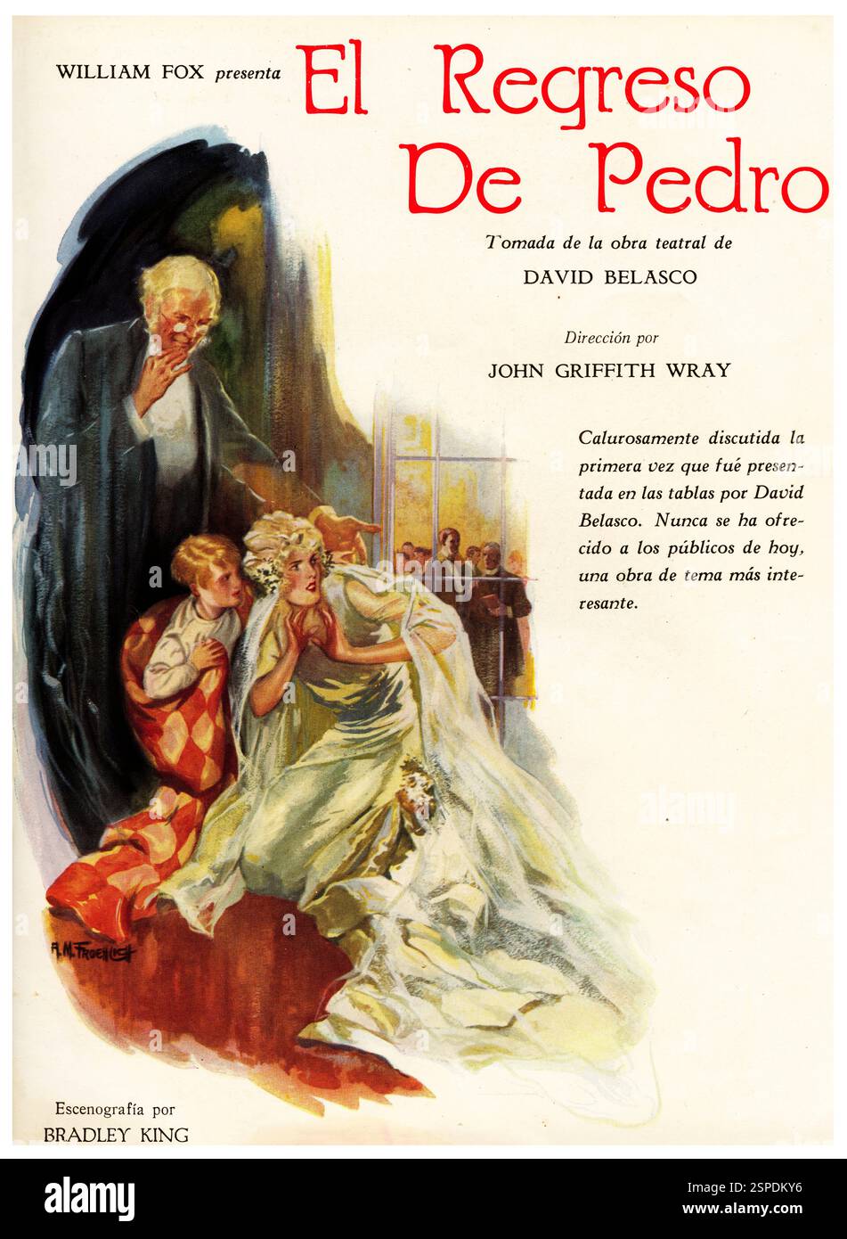 Publicidad. Anuncio de la película El regreso de Pedro, producida por William Fox (1872-1952), regista de cine norteamericano de origen húngaro. Año 1926. Foto Stock