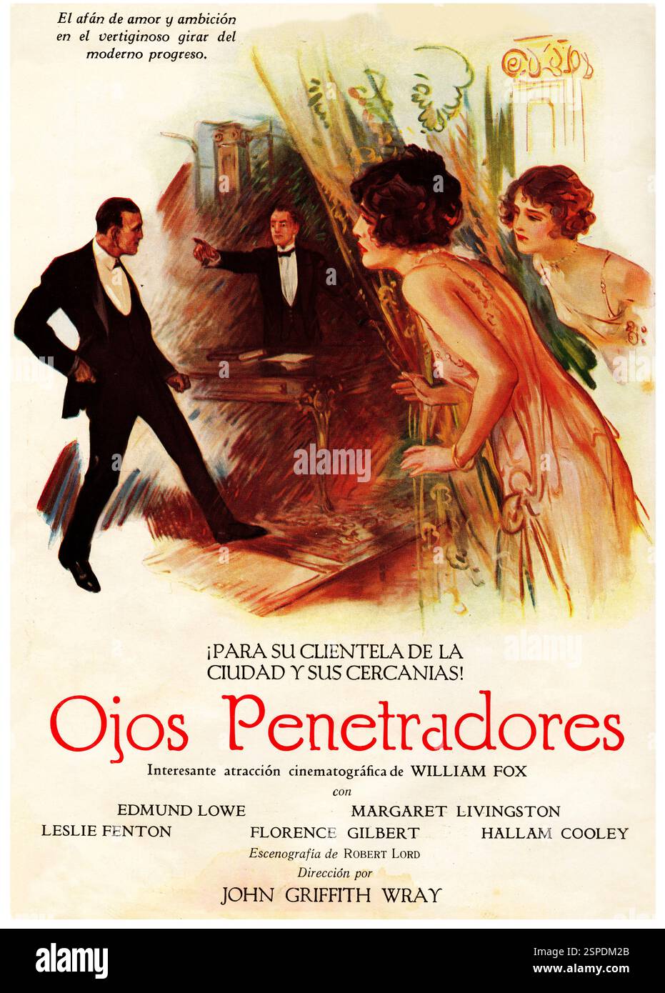 Publicidad. Anuncio de la película Ojos Penetradores, producida por William Fox (1872-1952), regista de cine norteamericano de origen húngaro. Año 1926. Foto Stock