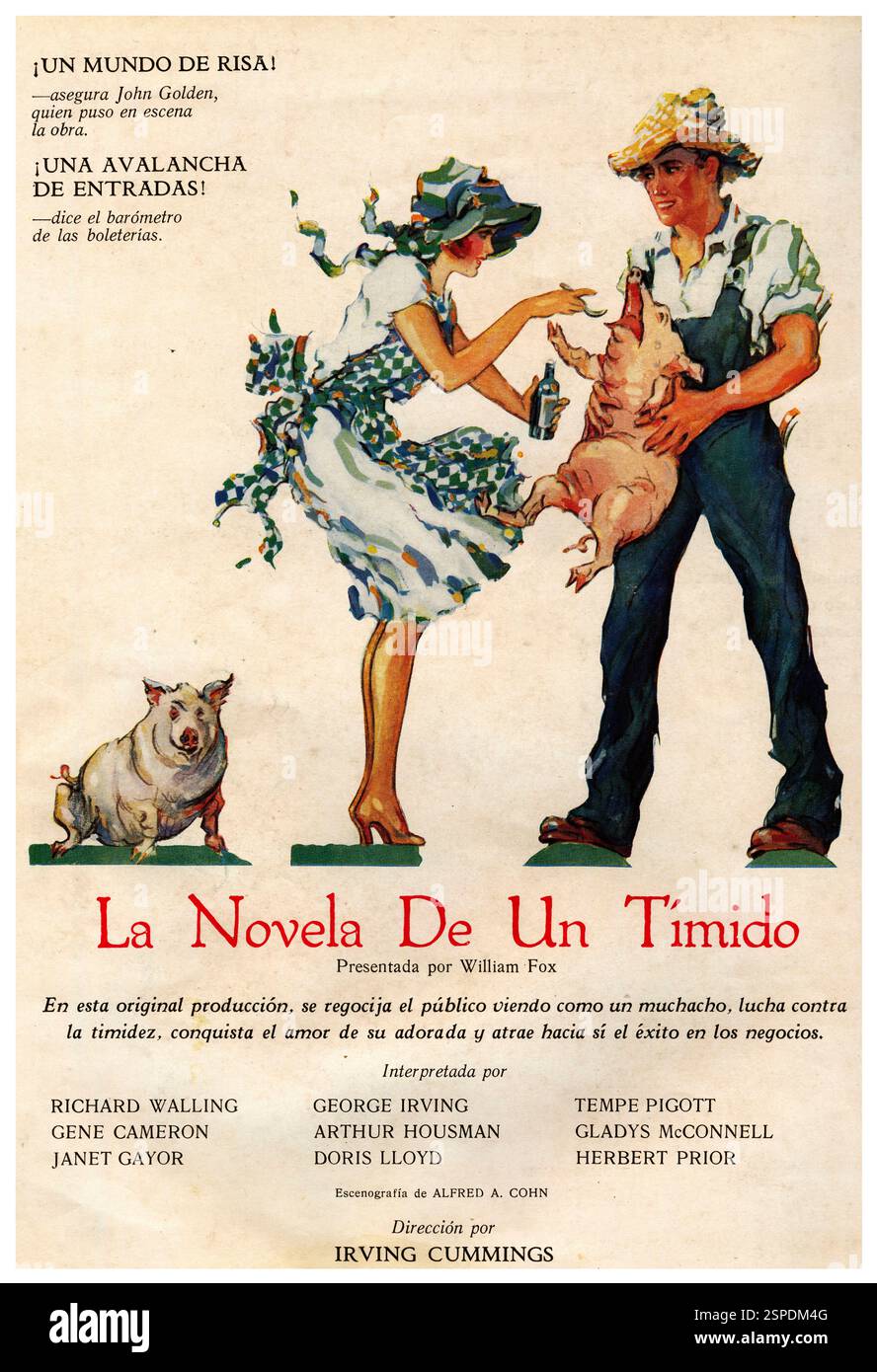 Publicidad. Anuncio de la película la novela de un tímido, producida por William Fox (1872-1952), regista de cine norteamericano de origen húngaro. Año 1926. Foto Stock