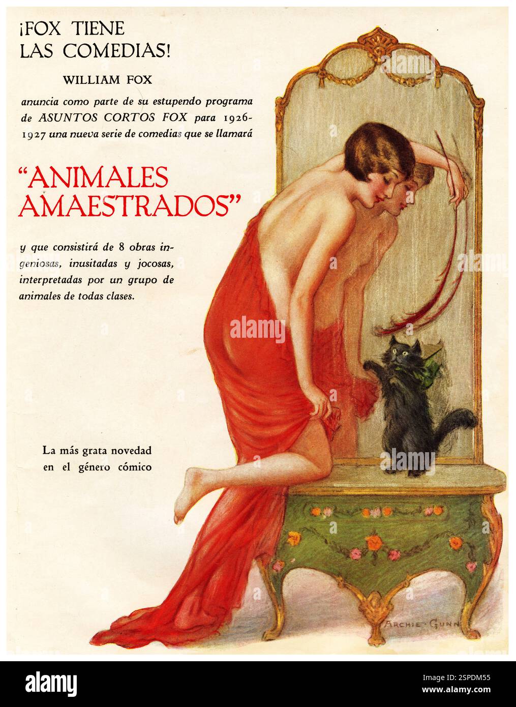 Publicidad. Anuncio de la película Animales amaestrados, producida por William Fox (1872-1952), regista de cine norteamericano de origen húngaro. Año 1926. Foto Stock