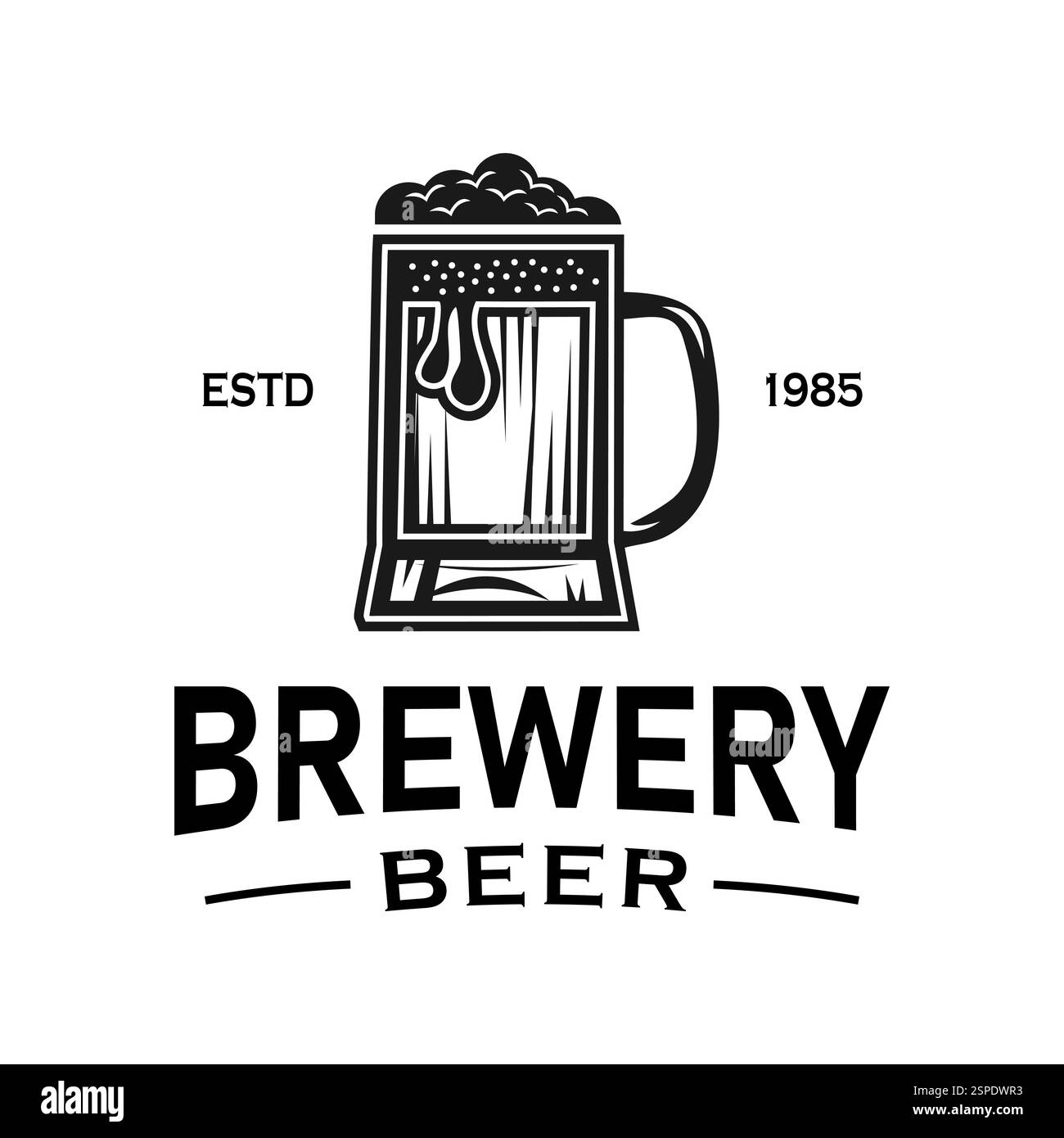 Design con logo silhouette con elementi in vetro di birra vintage retro, adatto per l'industria del branding di bar, pub o bevande Illustrazione Vettoriale