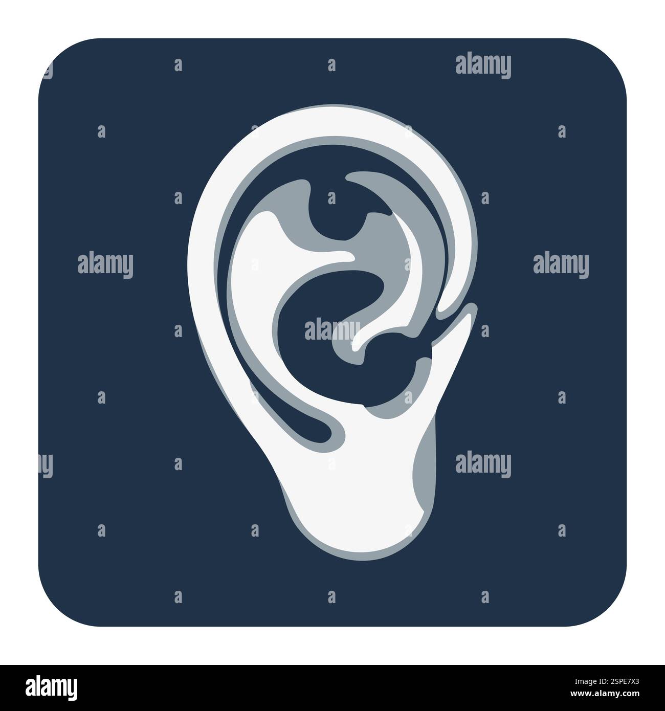 Icona dell'orecchio Vector semplice ed elegante per la giornata mondiale dell'udito in quadrata arrotondata con angoli EPS10 Illustrazione Vettoriale