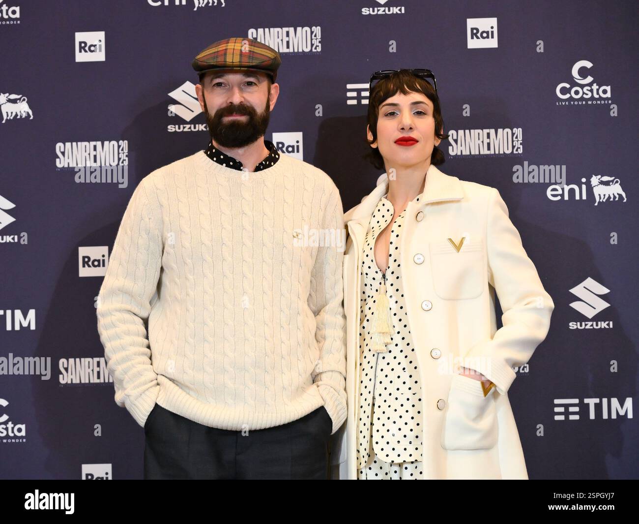 Sanremo, 75° Italian Song Festival 2025 - Photocall coma cose Fausto Lama e California Foto Stock
