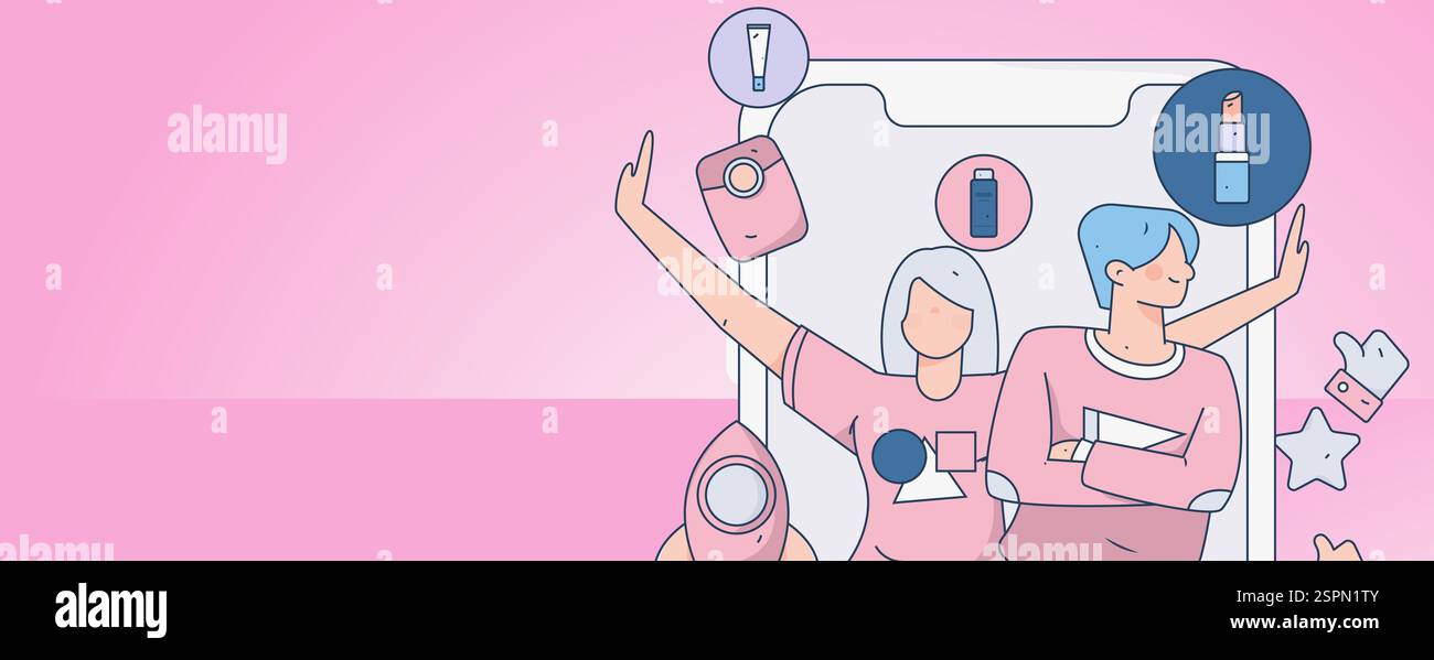 Persone che fanno shopping durante le festività che fanno acquisti online shopping online operazione di concetto vettoriale piatto illustrazione disegnata a mano Illustrazione Vettoriale