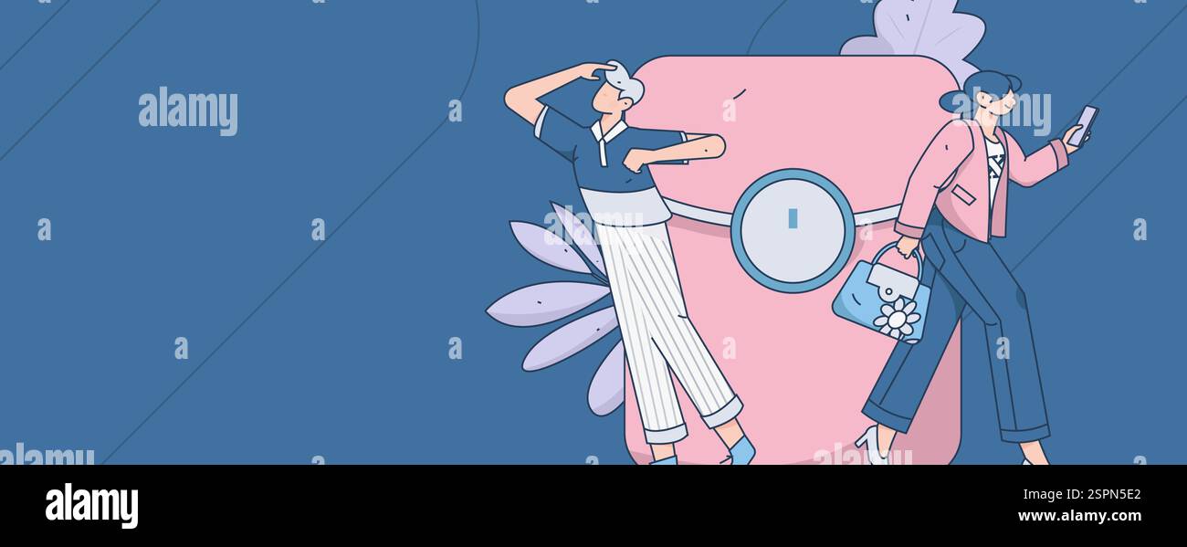 Persone che fanno shopping durante le festività che fanno acquisti online shopping online operazione di concetto vettoriale piatto illustrazione disegnata a mano Illustrazione Vettoriale