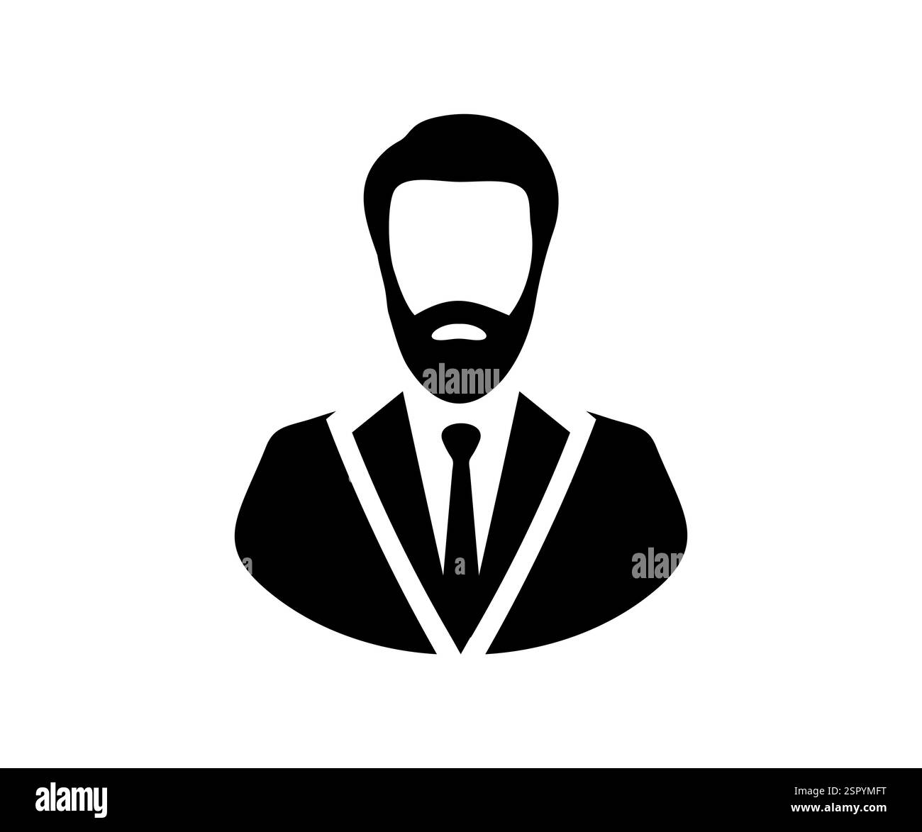 Simbolo della silhouette dell'uomo d'affari. Icona minimalista di un uomo professionista in tuta che rappresenta un uomo d'affari. Leader aziendale. Immagine del profilo, ritratto. Illustrazione Vettoriale