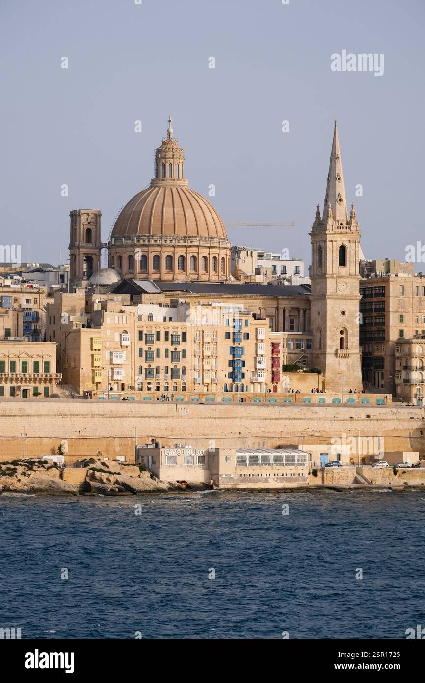 Il paesaggio della città di la Valletta, capitale di Malta Foto Stock