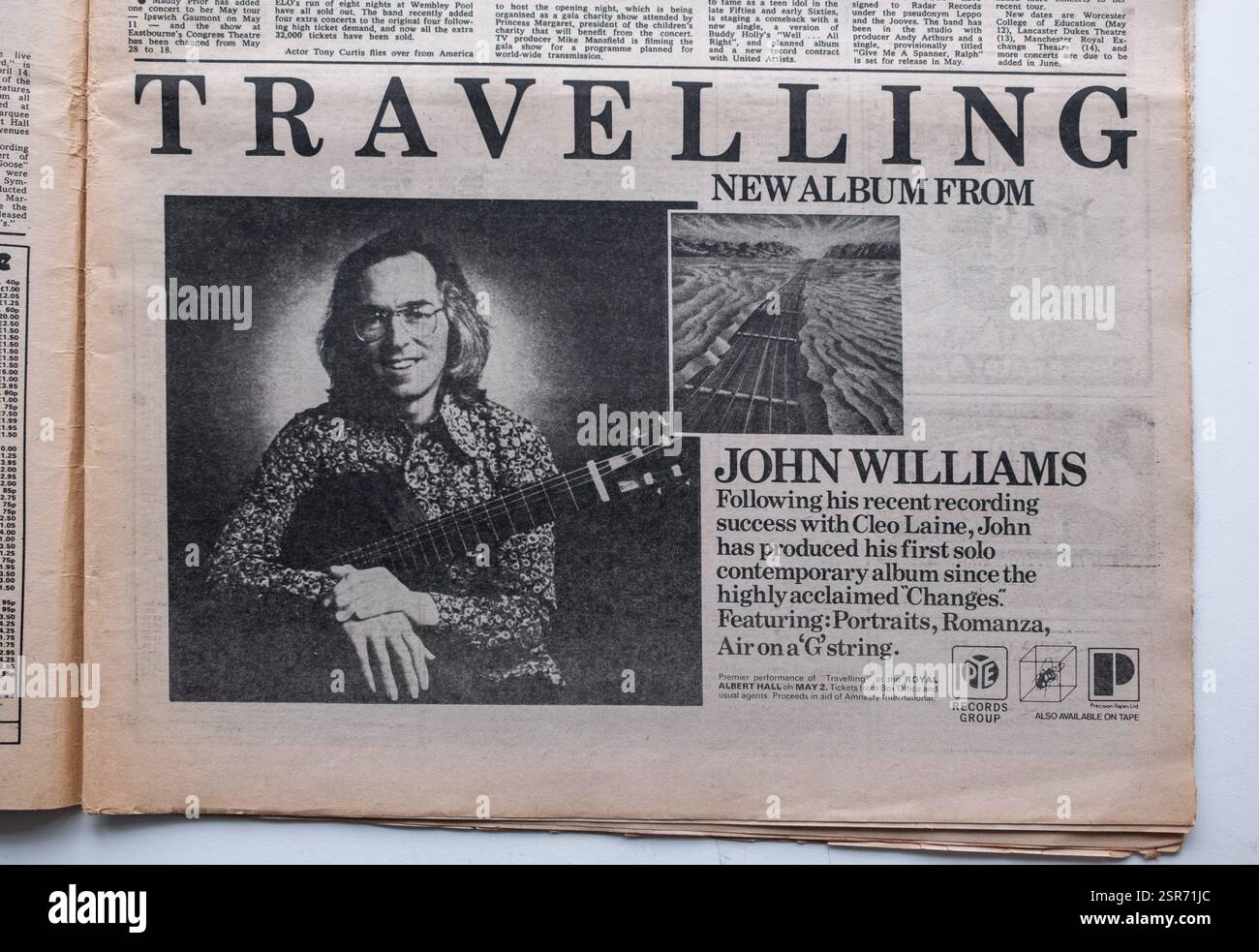 Pubblicità per l'album viaggiante di John Williams, numero 1978 di Melody Maker Foto Stock