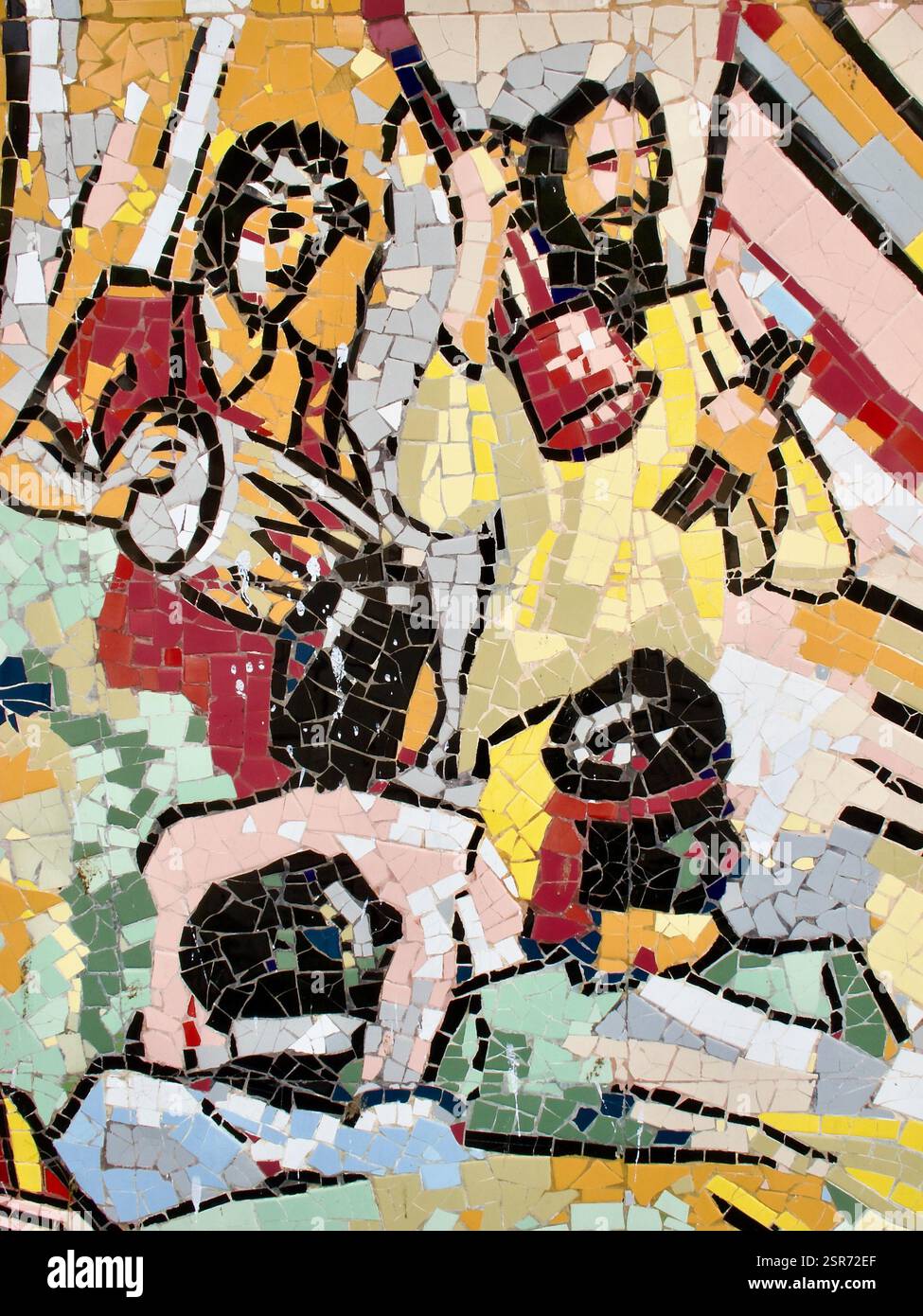 Mosaico raffigurante la musica di Lalon Shah e Baul, parte del murale di S. R. Shamim che illustra il viaggio del Bangladesh dal 1952 al 1971. Foto Stock