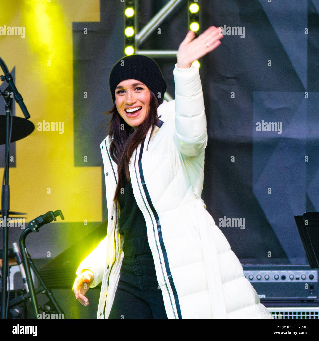 Vancouver, Canada. 10 febbraio 2025. Meghan Markle, Duchessa del Sussex alla Whistler Welcome Celebration durante gli Invictus Games Vancouver Whistler 2025 in Canada. (Foto di DPPA/Sipa USA) credito: SIPA US/Alamy Live News Foto Stock